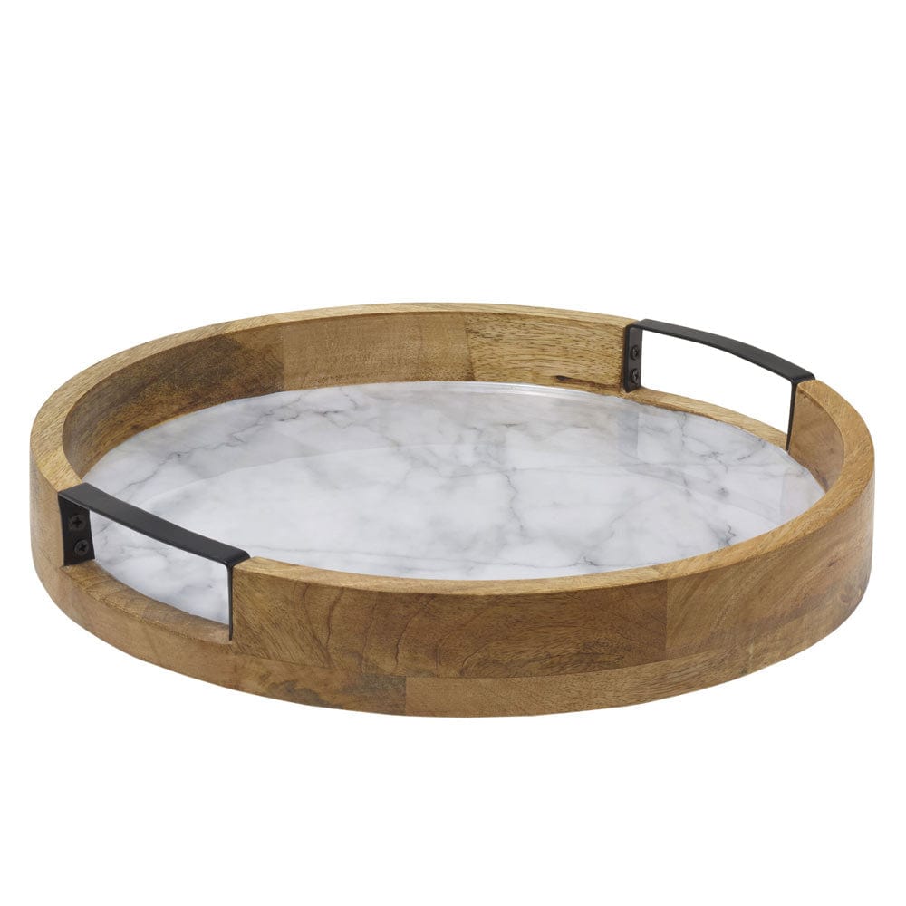 Gray Marble Lazy Susan Serving Tray - 12 Inch Rotating Turntable for Dining Table, Kitchen Counter, Buffet & Party Serving - Perfect for Spices, Condiments, Appetizers & Desserts
