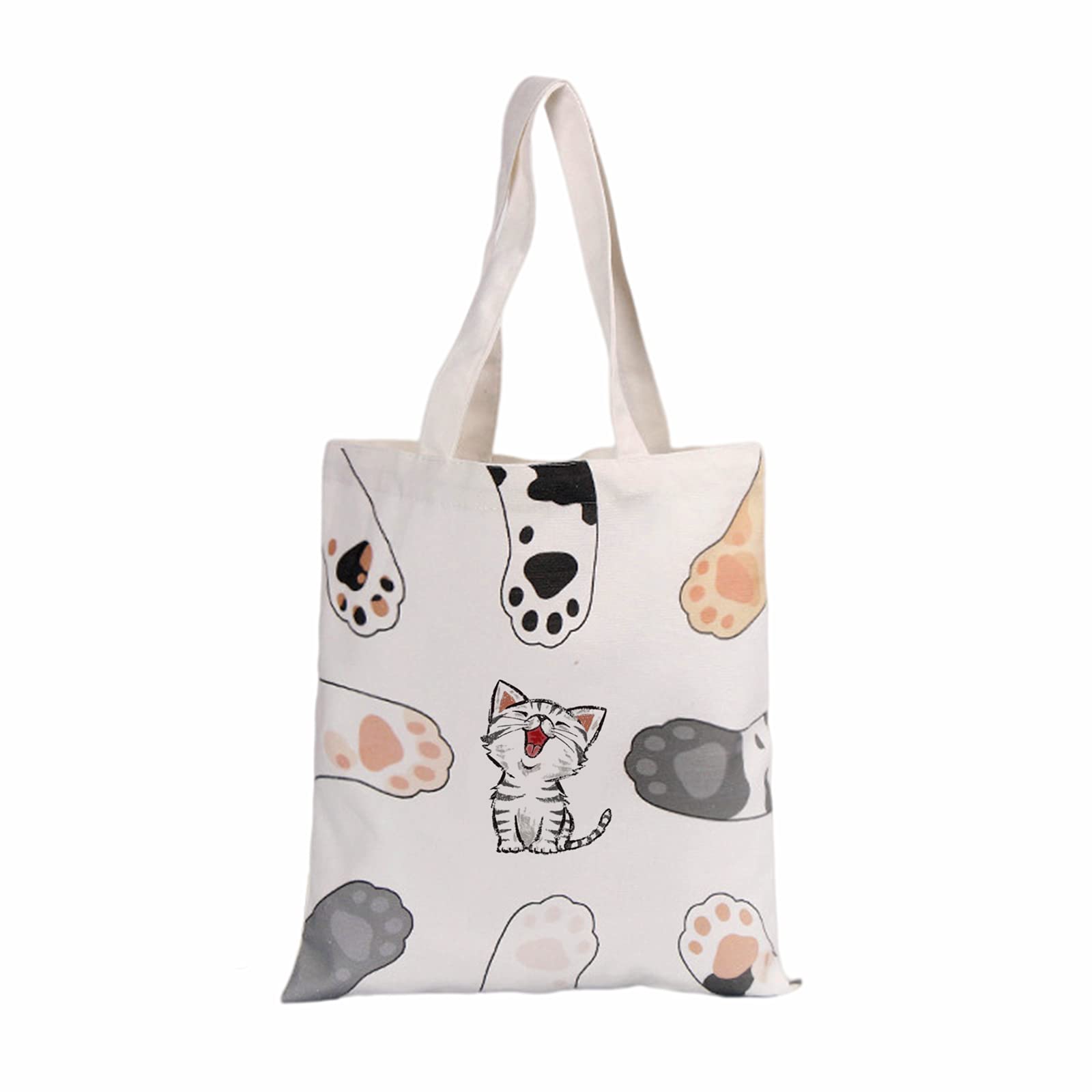 Stylish Women's Canvas Tote Bag with Cute Cat Print - Fashionable Graphic Shoulder Bag & Crossbody Handbag for Casual Outings, Work, or Shopping | Perfect Cat Lover Gift