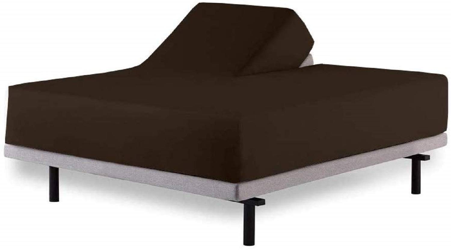 Premium 600 Thread Count 100% Egyptian Cotton Split Cal-King Fitted Sheet for Sleep Number Beds - 2-Piece Half Split Chocolate Brown Sheet Set (32