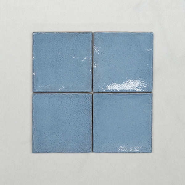Ash Blue Dianna Zellige Tile 100x100x9mm Spanish Ceramic Wall & Floor Tile - Perfect for Kitchen Backsplash, Bathroom, and Fireplace Decor