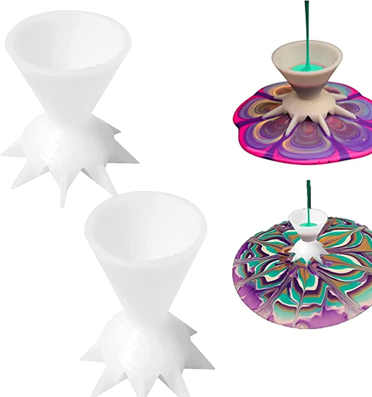 Premium Silicone Paint Pour Split Cup - 7-Leg Funnel Pouring Cup for Acrylic Pouring Art, DIY Fluid Art Supplies (2Pcs Set) - Perfect for Canvas Painting, Abstract Art & Home Decor Projects