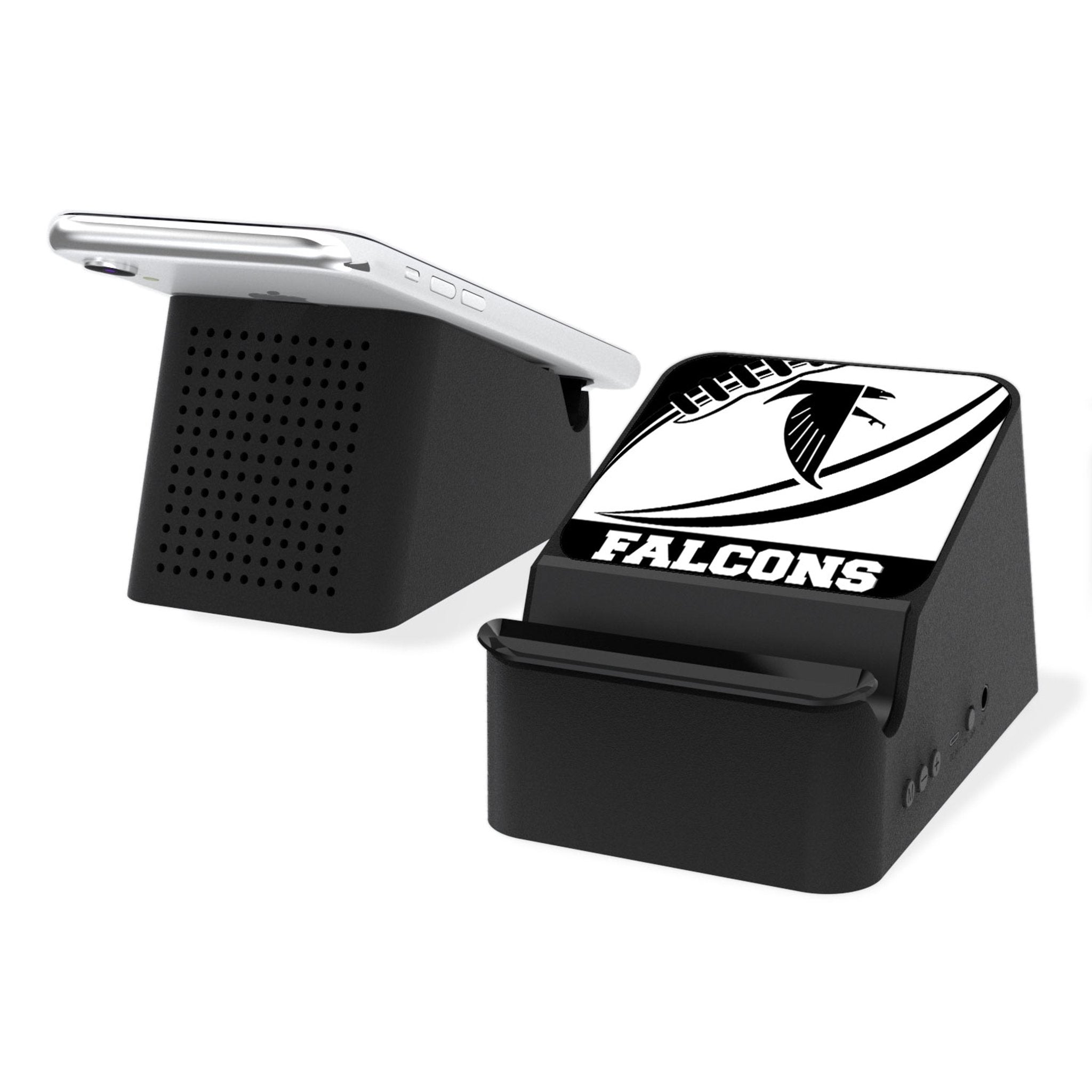Atlanta Falcons Wireless Charging Station with Bluetooth Speaker - Portable 15W Fast Charger & 20W Speaker for iPhone, Android - Perfect for Home, Office & Game Day Decor