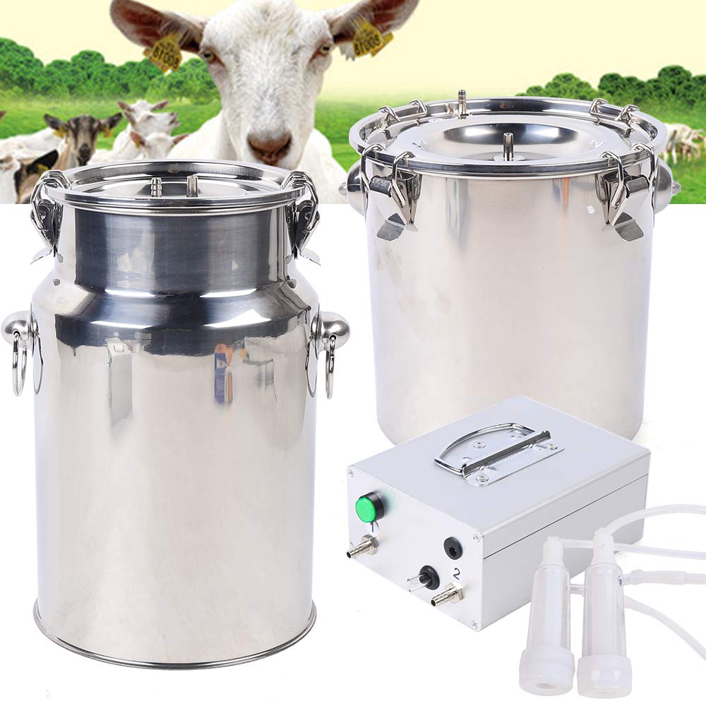 DYRABREST 5L Electric Milking Machine for Goats - Portable Dual Head Vacuum Pump with Stainless Steel Construction & Milk Tube Brush - Perfect for Small Farms, Homesteading, and Dairy Production (Goat Milker Kit)
