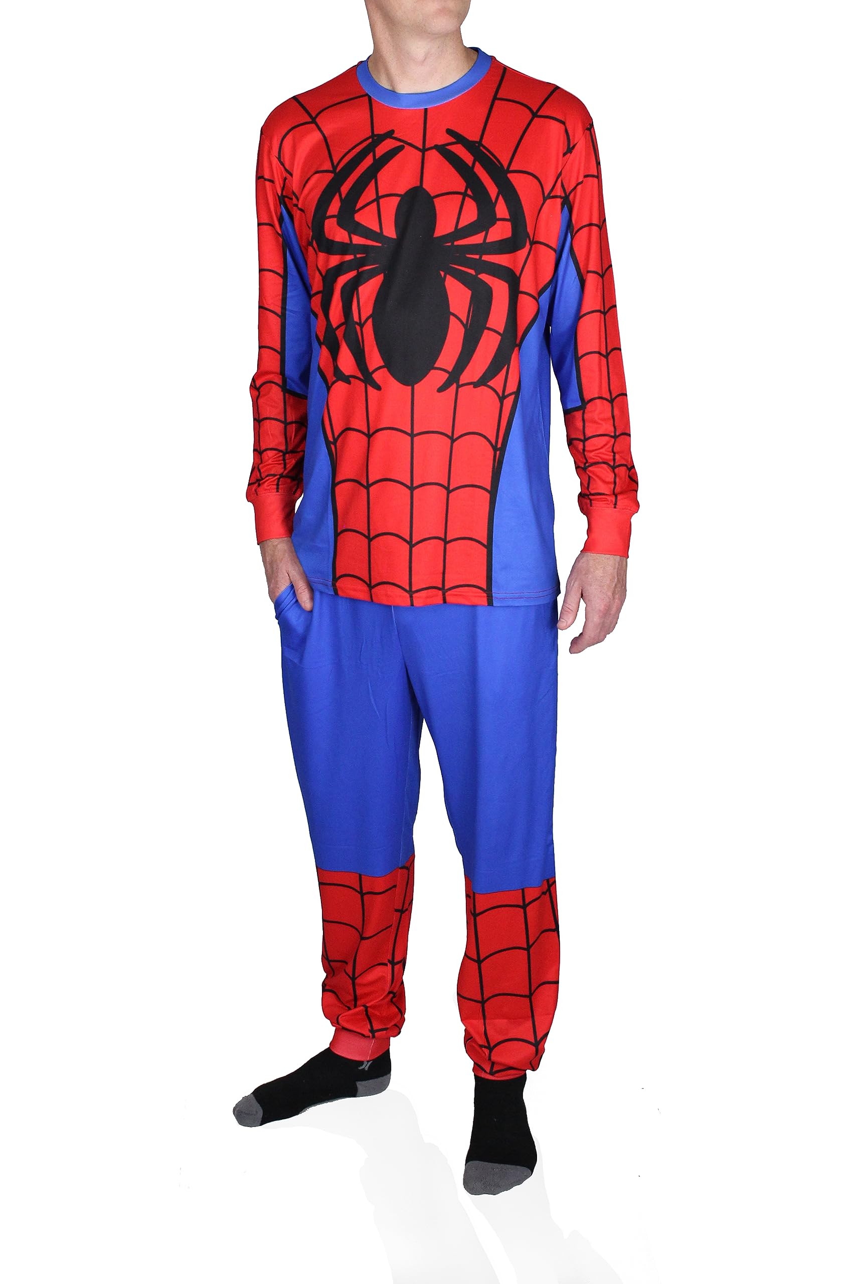 Marvel Avengers Black Panther Deadpool Spiderman Men's Pajama Set - Superhero Sleepwear for Adults, Comfortable Cotton Lounge Pajamas for Movie Nights & Sleepovers