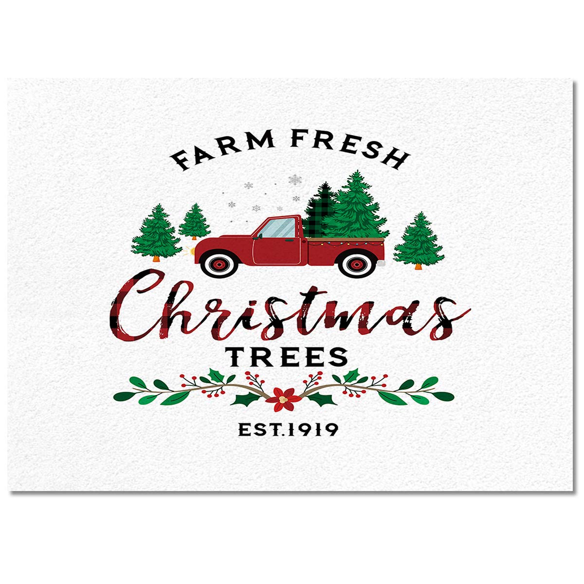 5' x 7' Non-Slip Red Truck with Christmas Trees Area Rug - Farmhouse Holiday Floor Mat for Living Room, Bedroom & Entryway - Perfect for Christmas Decor and Cozy Winter Home Styling