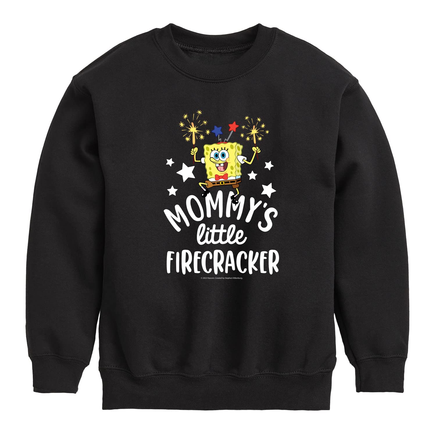 Spongebob Squarepants 'Mommy's Little Firecracker' Fleece Crewneck Sweatshirt for Toddlers & Kids - Soft & Warm Pullover for Playdates, School & Family Outings