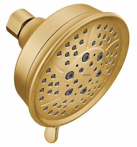 Moen 3638BG Brushed Gold 4-Function Shower Head - High Pressure Rainfall, Massage, Mist & Jet Spray for Luxury Bathroom Upgrade