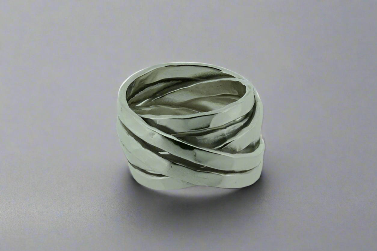 Flat Hammered Knot Ring Sterling Silver - Elegant Boho Jewelry for Women, Perfect for Everyday Wear & Special Occasions