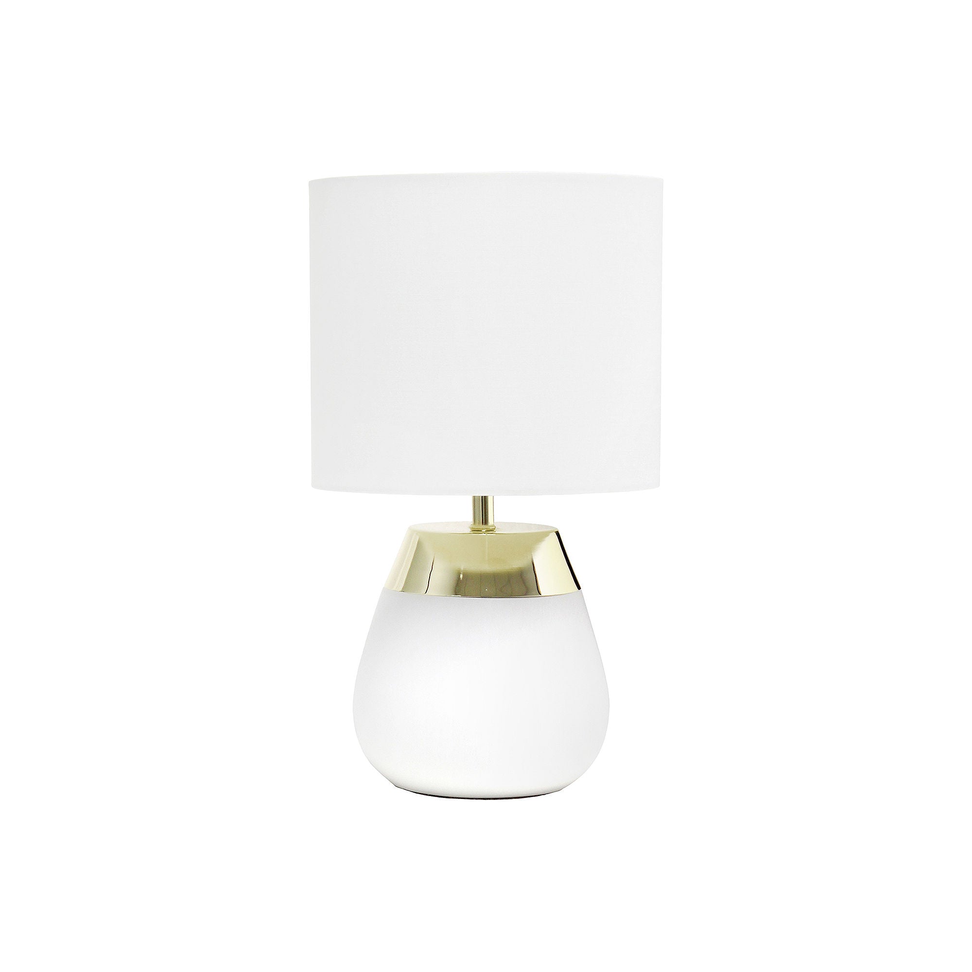 All The Rages Simple Designs 2-Toned Metallic 4-Setting Touch Table Lamp LT1106 in White - Modern Bedside Lighting for Bedroom & Living Room