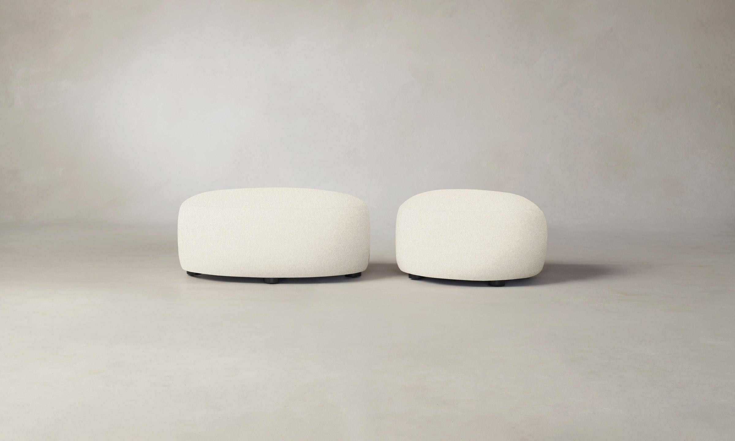 Italian Brushed Wool Vanilla Chelsea Ottoman - Stylish Footrest & Storage Bench for Living Room, Bedroom, or Office