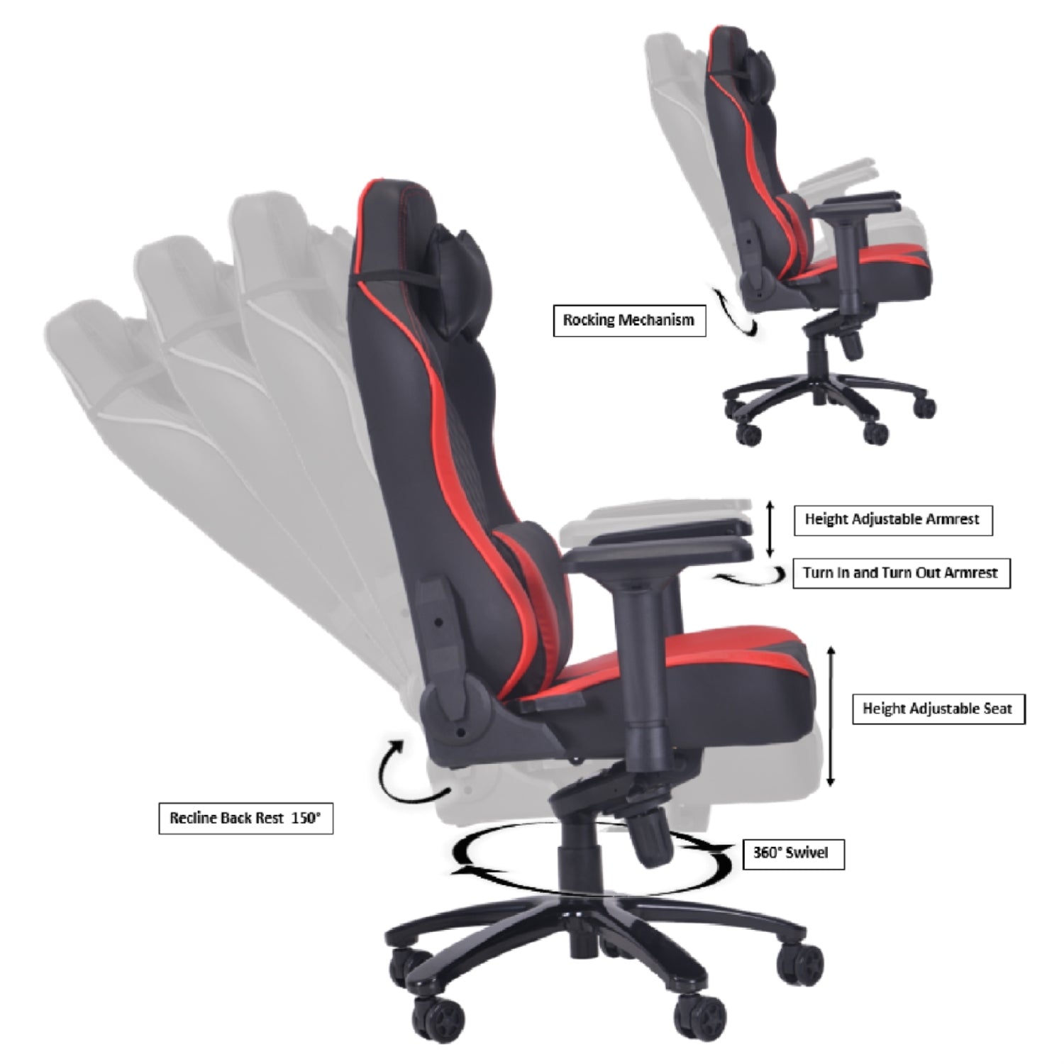 PRO X SERIES 7904 Ergonomic Gaming Chair with Lumbar Support - Black & Red - High Back Racing Style for PC, Console & Office Use - Perfect for Gamers & Professionals