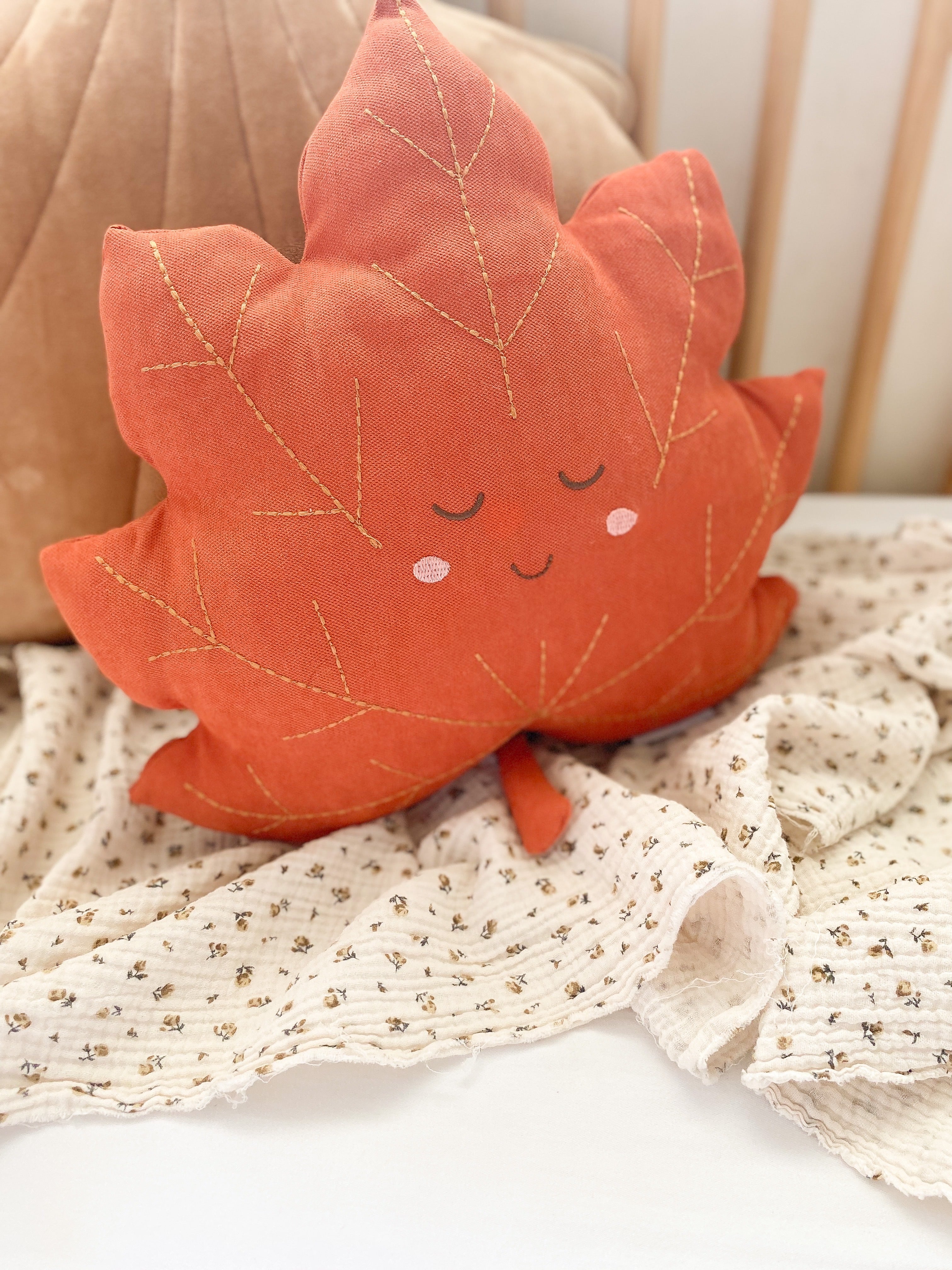 Maple Leaf Accent Decor Plush Pillow - Soft Fall Home Decor for Couch, Bed, Nursery - Cozy Autumn Throw Pillow for Living Room, Dorm & Seasonal Decorations