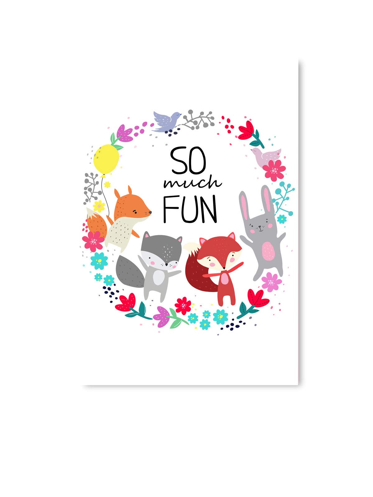 Floral Animal Poster Nursery Decor - 8x12 Inch Cute Baby Room Wall Art for Animal Lovers | Perfect for Kids Bedroom, Playroom & Baby Shower Gifts
