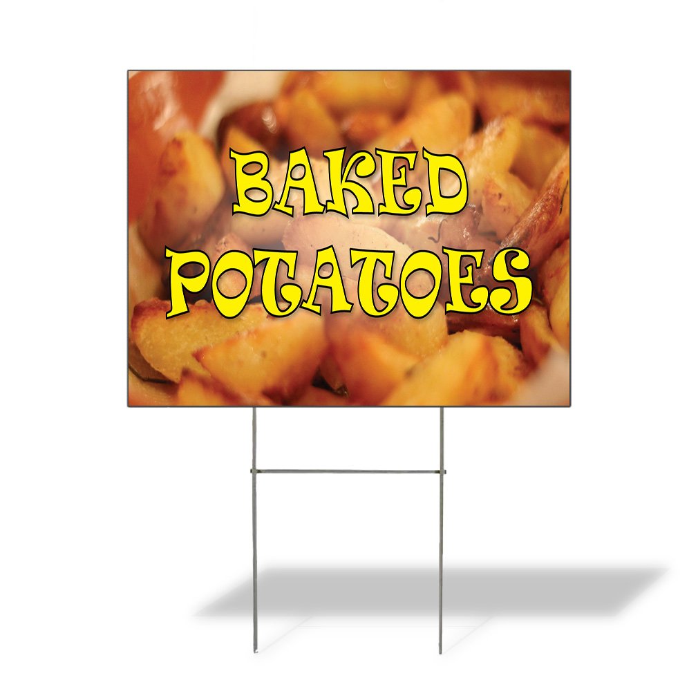 24x18 Inch Double-Sided Weatherproof Yard Sign - Custom Advertising for Baked Potatoes, Lawn, Garden, Bistros & Cafés | Durable Outdoor Business Signage for Restaurants, Events & Seasonal Promotions
