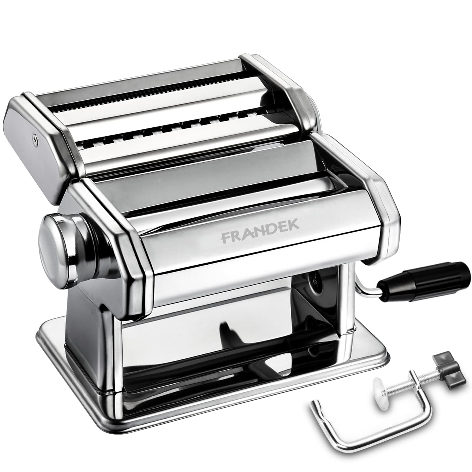 Premium Stainless Steel Pasta Maker Machine - Manual Hand Crank Pasta Roller & Cutter with 8 Adjustable Thickness Settings for Homemade Spaghetti, Fettuccine, Lasagna - Perfect for Italian Cooking, Family Dinners & Restaurant-Quality Pasta at Home