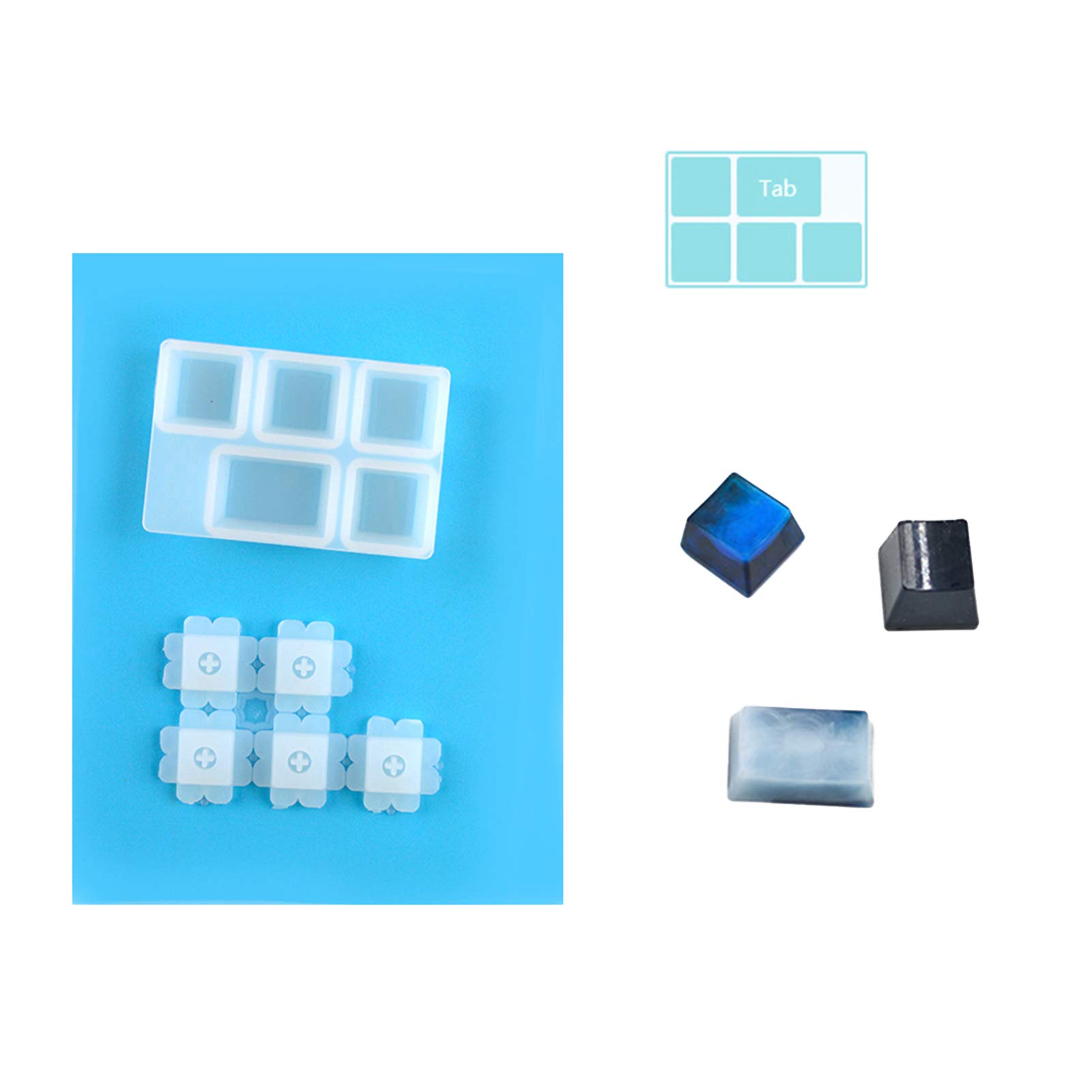 PERZOE Silicone Keycap Mold DIY Kit for Mechanical Keyboard - Epoxy Resin Craft Tool with Key Cover Cap Accessories (1 Set) - Perfect for Custom Keycaps, Artisan Key Making & Keyboard Modding