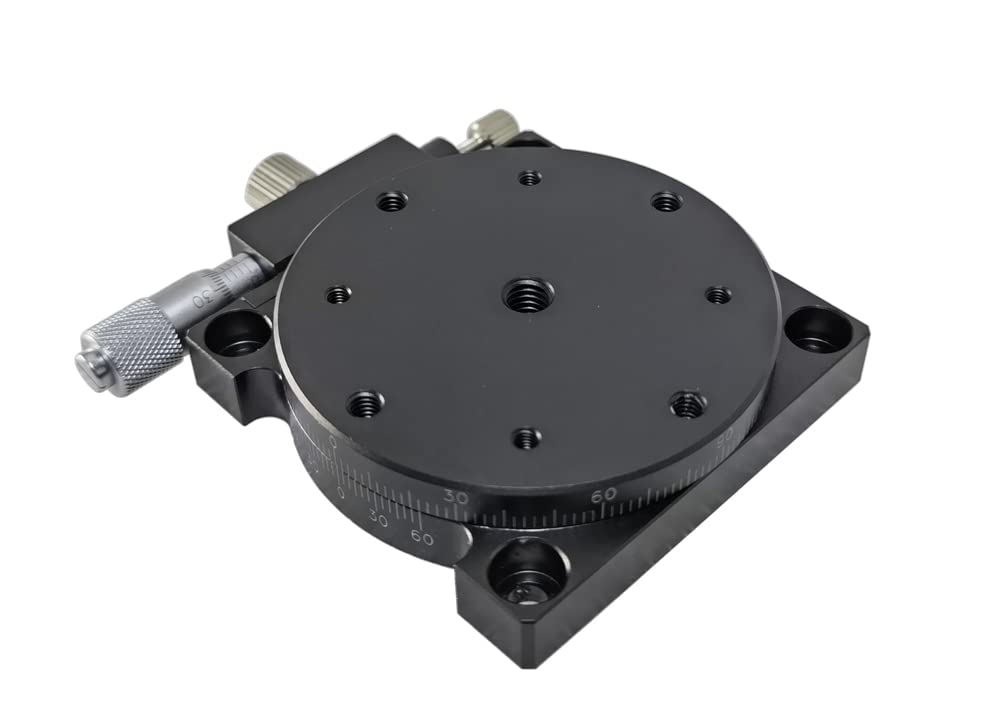 Precision Manual Rotary Table R60A-L - 60mm Diameter Rotation Stage with Left Micrometer, 3kg Max Load | Ideal for CNC Machining, Laser Engraving & Micropositioning Work