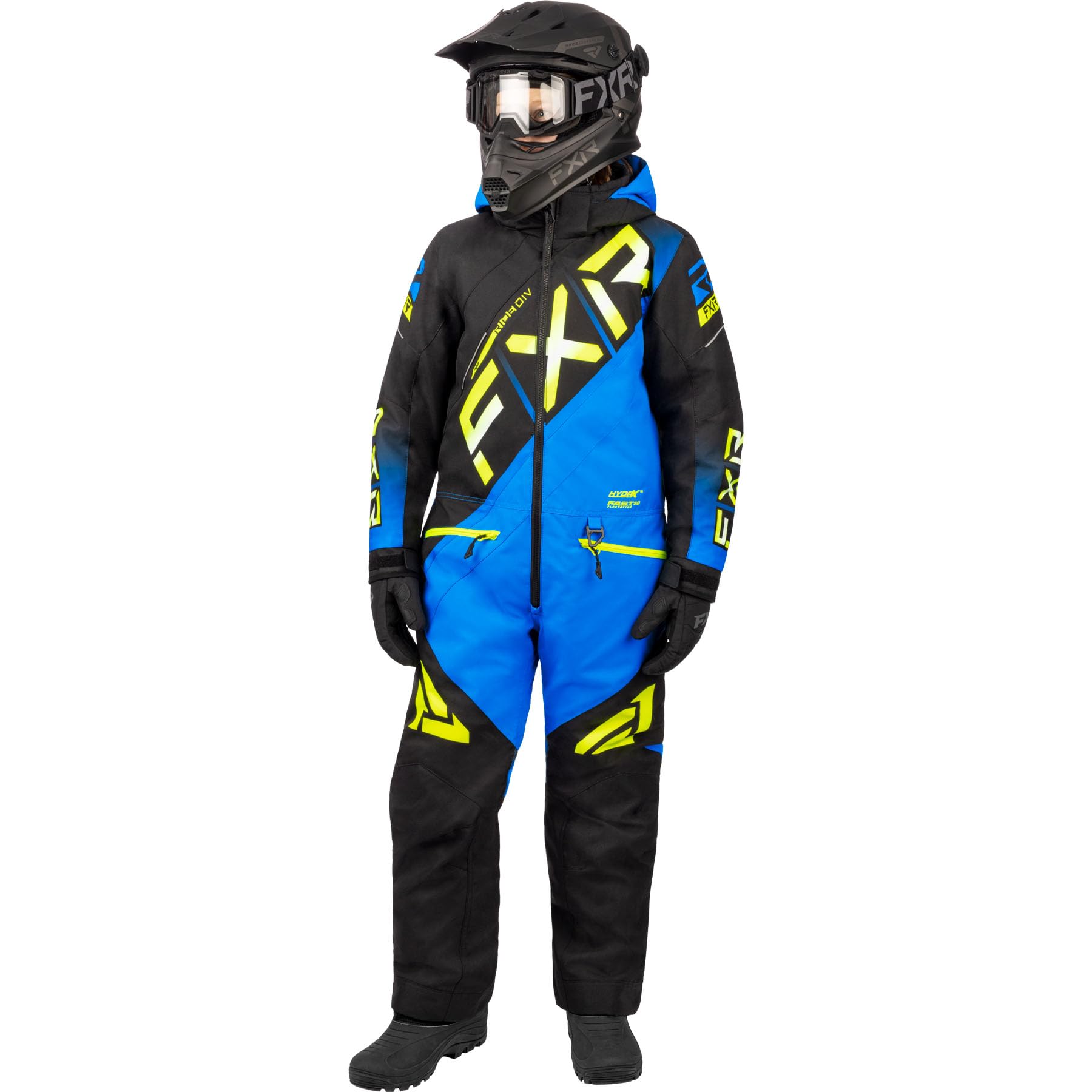 FXR Youth CX Snowsuit 2025 - Waterproof Insulated Winter Snowsuit for Kids & Teens (Black/Blue/High-Visibility, Size 16) - Perfect for Skiing, Snowboarding & Outdoor Winter Activities
