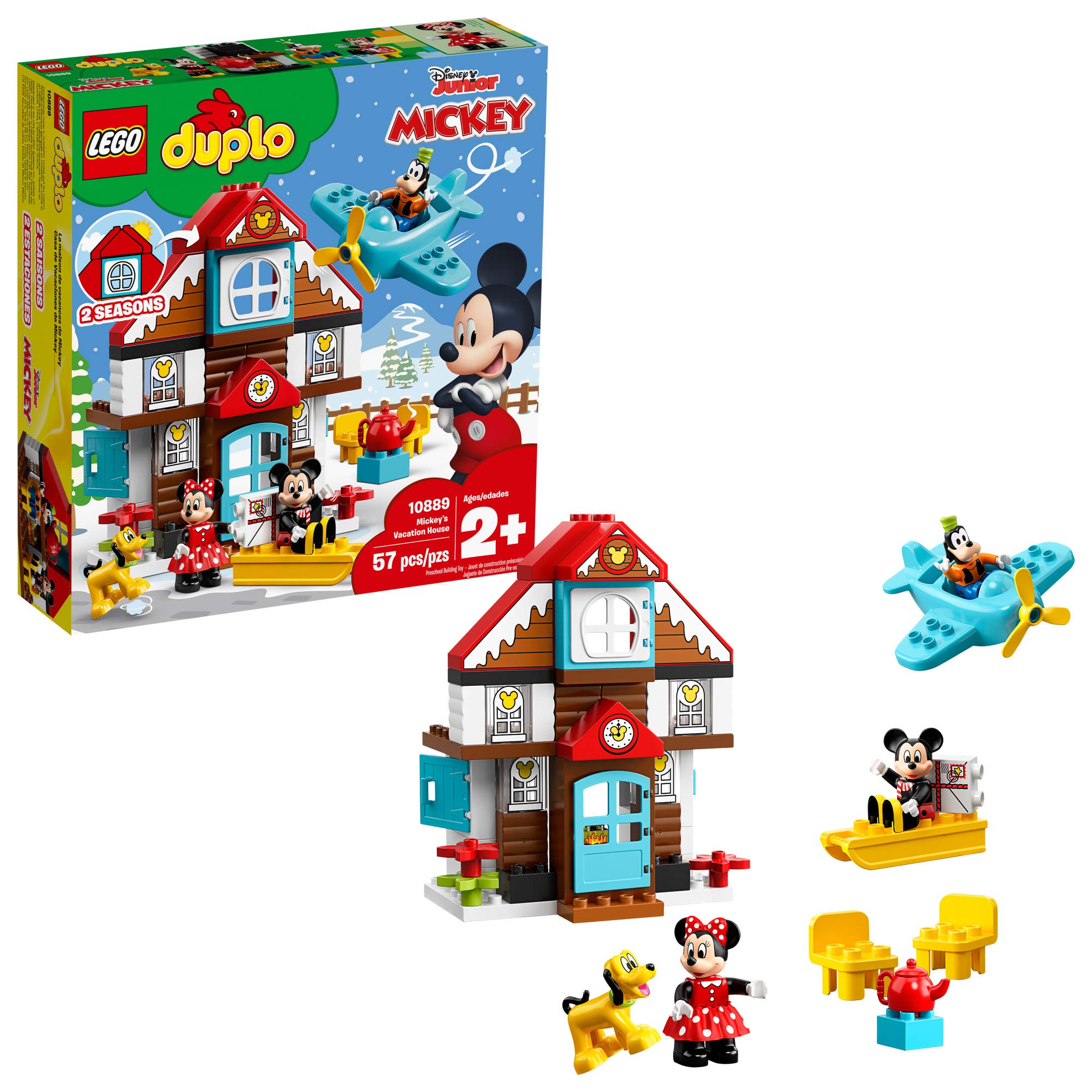 LEGO DUPLO Disney Mickey's Vacation House 10889 Building Blocks Set - 57 Pieces with Mickey Mouse, Minnie Mouse, Goofy & Pluto Figures - Educational Toy for Toddlers Ages 2-5 | Perfect for Preschool Learning, Birthday Gifts & Creative Playtime