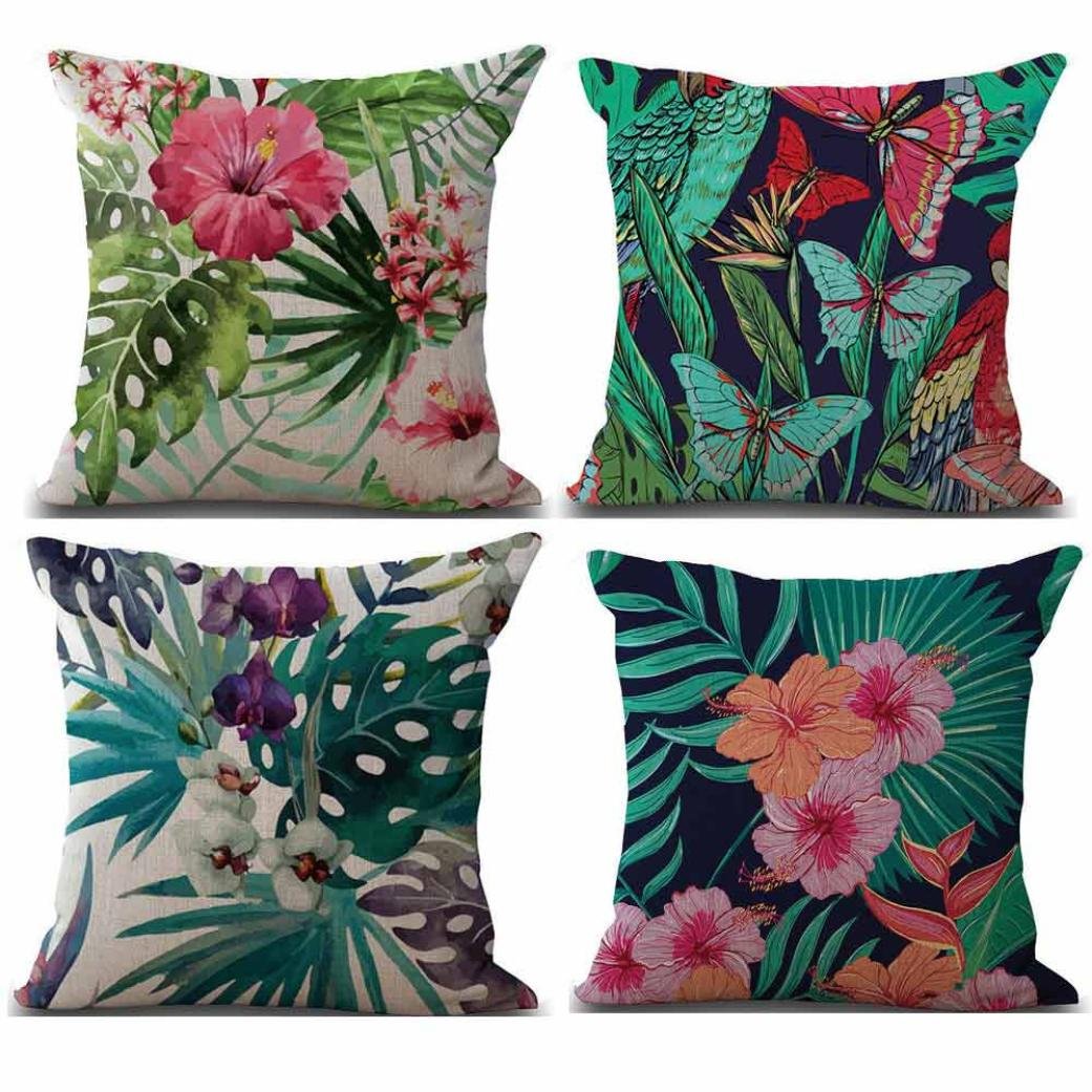 4PC Linen Pillow Cases with Hidden Zipper - Soft Sofa Print Cushion Covers for Living Room, Bedroom Decor - Home Textile & Interior Design Accessories (Perfect for Couches, Beds, and Home Styling)