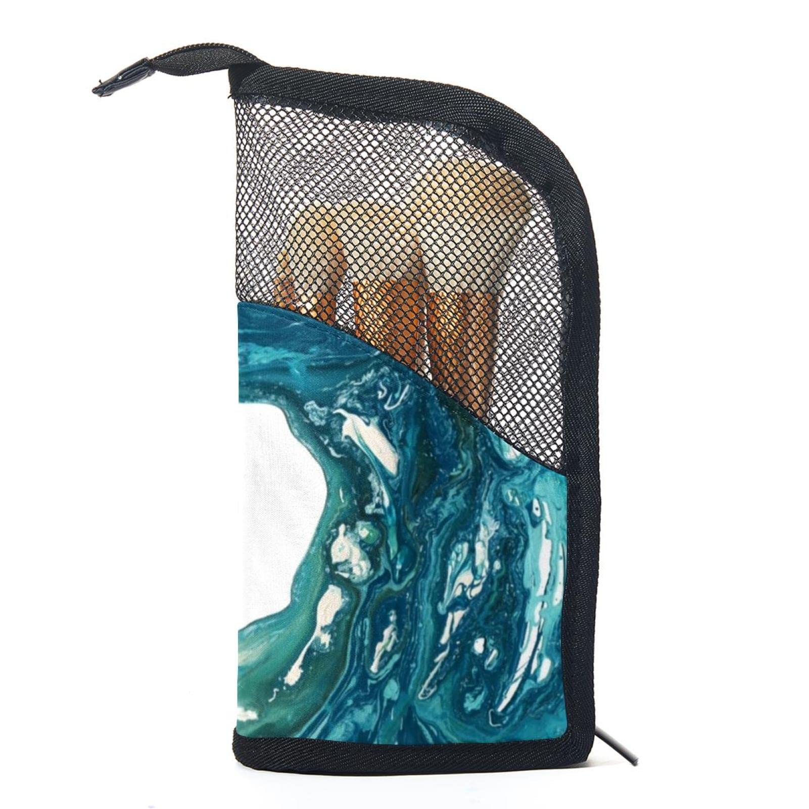 Premium Makeup Brush Organizer Bag with 12 Slots - Turquoise Sea Surf Design, Portable Cosmetic Brush Holder Case for Travel & Home Storage - Perfect for Makeup Artists & Beauty Enthusiasts