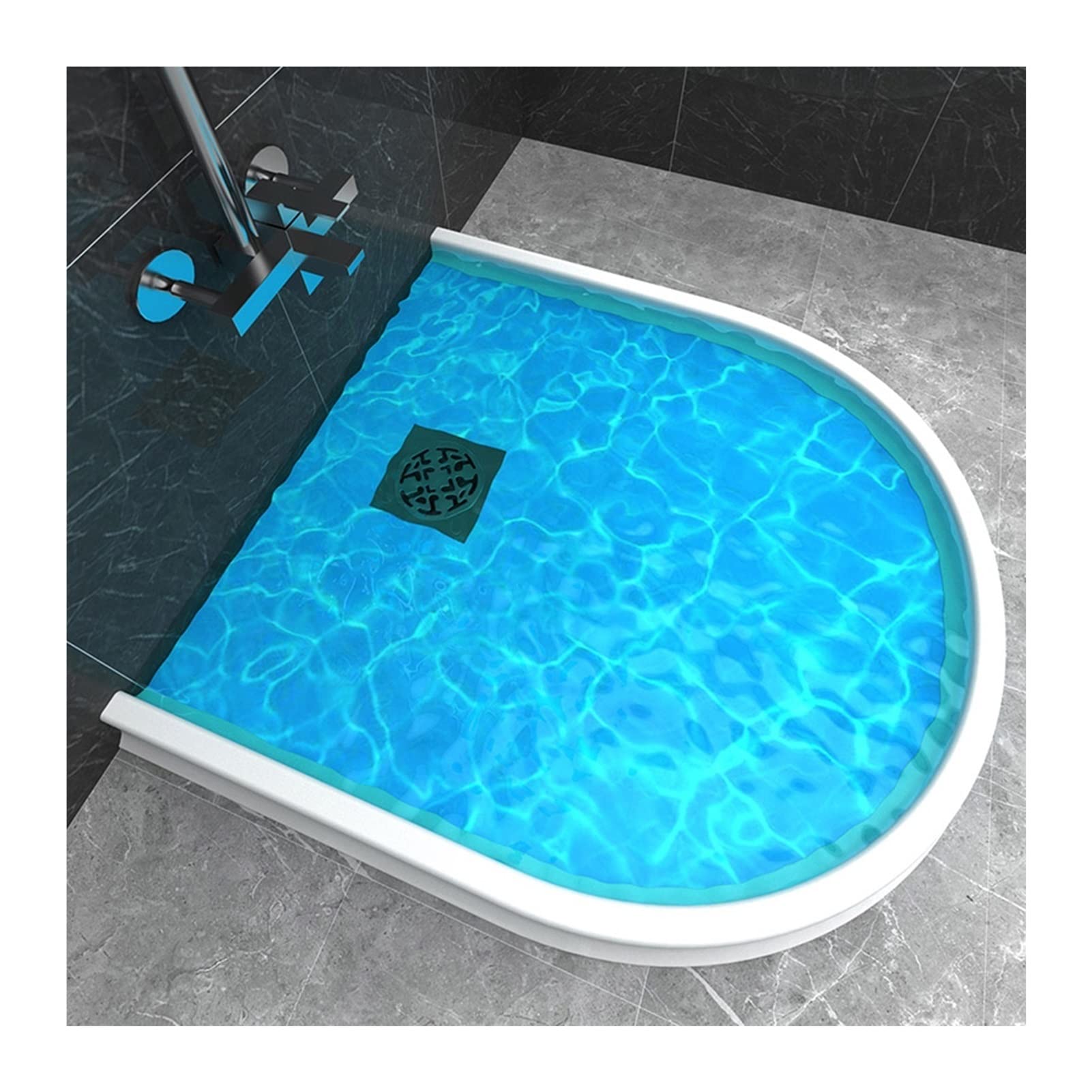 Collapsible Shower Threshold Water Dam - Adjustable Shower Barrier for Wet/Dry Separation | Leak-Proof Bathroom & Kitchen Water Stopper | Perfect for Sliding Doors, Walk-In Showers & Pet Bath Areas