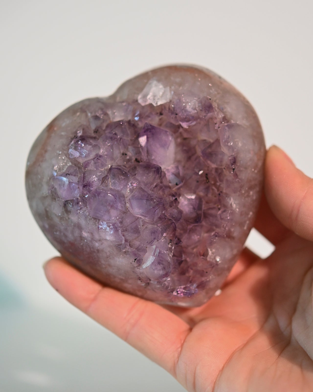 Natural Amethyst Druzy Heart Pendant Necklace - Healing Crystal Jewelry for Women - Perfect for Meditation, Gifts & Spiritual Healing