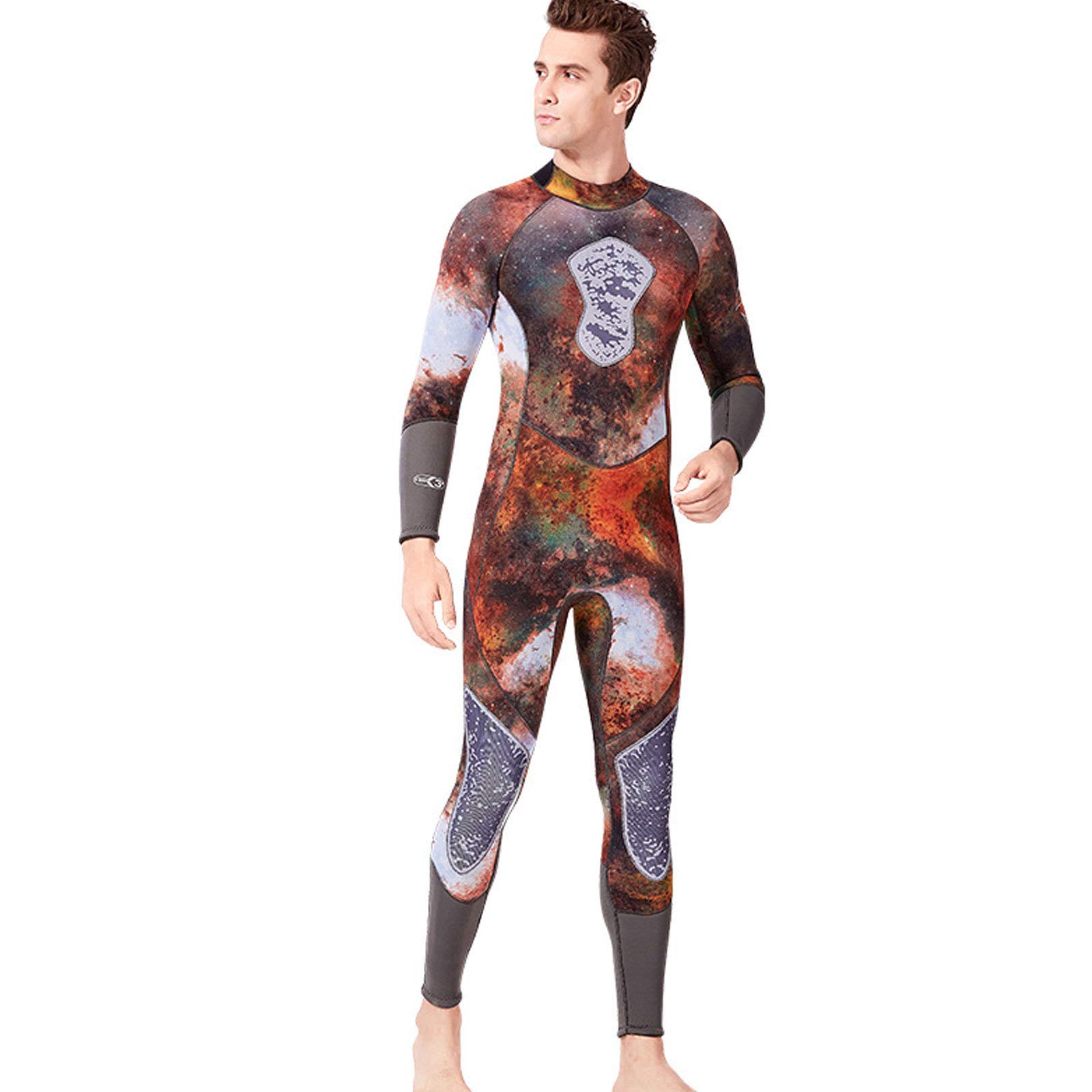 HJFGIRL 3MM Neoprene Wetsuit for Men - Camouflage Warm Hunting & Surfing Suit with Back Zipper, High Stretch One-Piece Swimsuit for Scuba Diving, Spearfishing & Water Sports (Size Large)