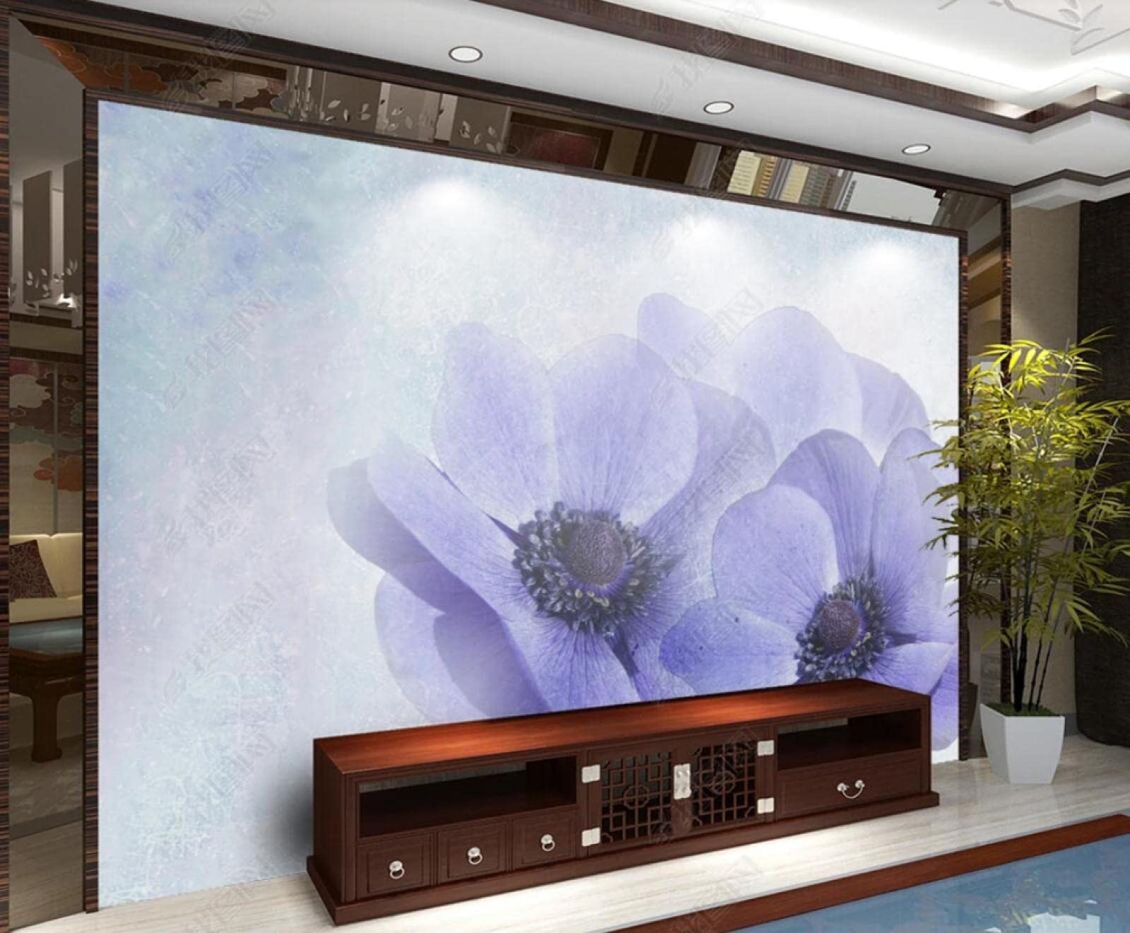 3D Abstract Violet Petals Wallpaper Mural - Self-Adhesive Peel & Stick Wall Decor for Bedroom, Living Room, TV Background | Modern Home Interior Design, Accent Wall Covering for Apartments & Offices