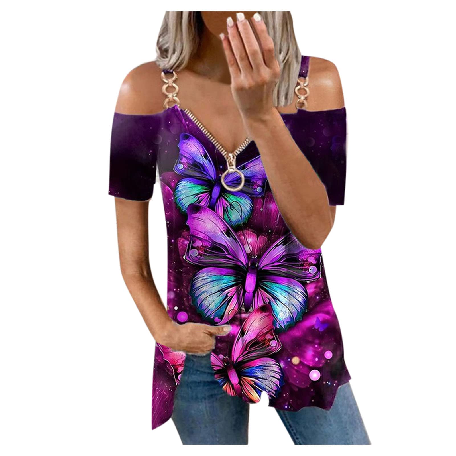 Women's Casual V-Neck T-Shirts - Loose Fit Puff Short Sleeve Tunic Blouse for Everyday Wear | Comfortable Summer Tops for Work, Outings & Relaxation