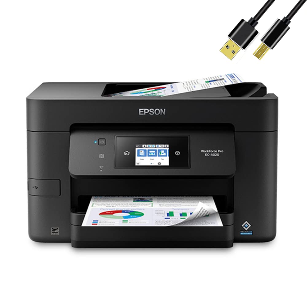 Epson Workforce Pro EC-4020 All-in-One Color Multifunction Printer - Print, Scan, Copy, Fax with USB Cable | Ideal for Home Office & Small Business Productivity