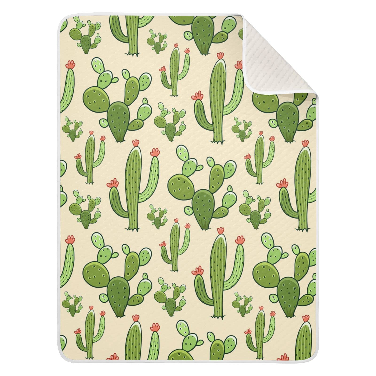 JIPONI Super Soft & Warm Baby Blanket - Cute Cactus Print Personalized Blanket for Boys & Girls (30x40 Inch) | Perfect for Nursery, Swaddling & Gift Giving