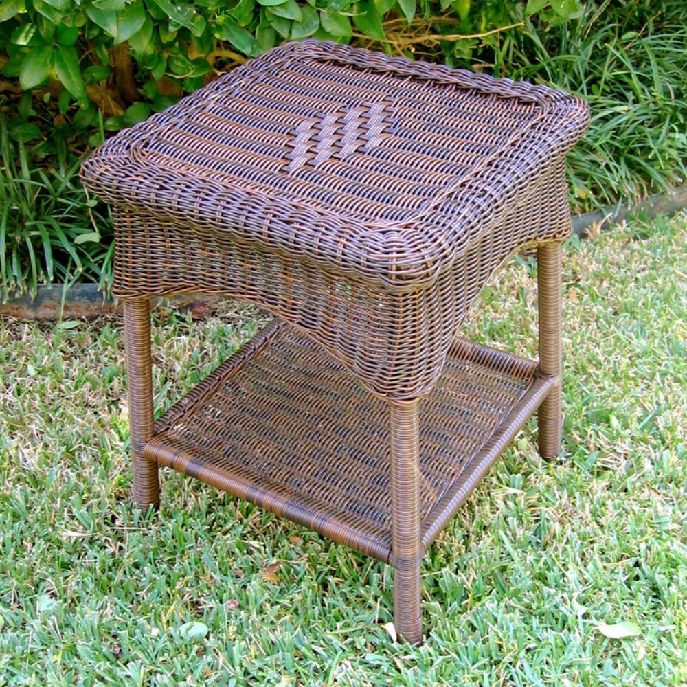 Durable Outdoor Side Table - PVC Resin & Steel Construction - Weather-Resistant Patio Furniture for Garden, Poolside & Deck Use