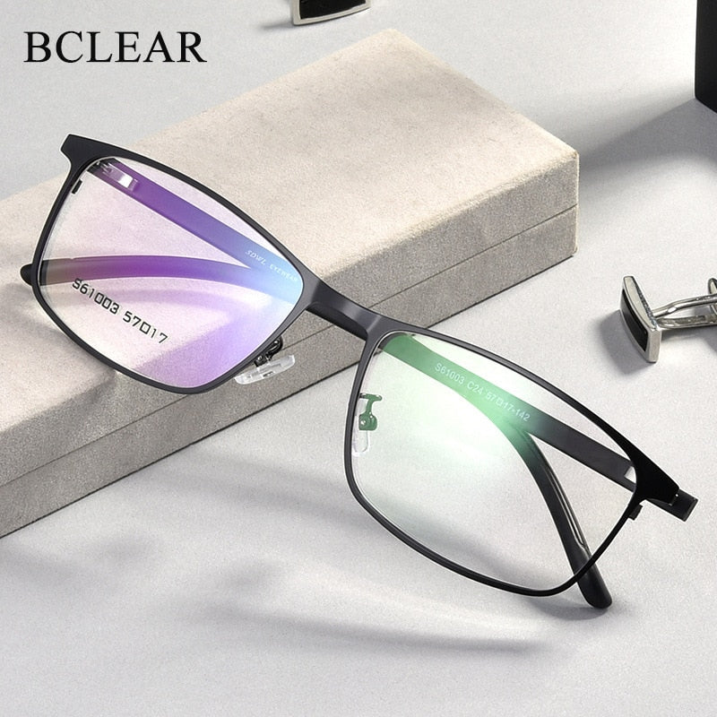 Bclear Men's Full Rim TR90 Alloy Frame Spring Hinged Eyeglasses 61003 - Lightweight & Durable Glasses for Work, Reading & Everyday Use