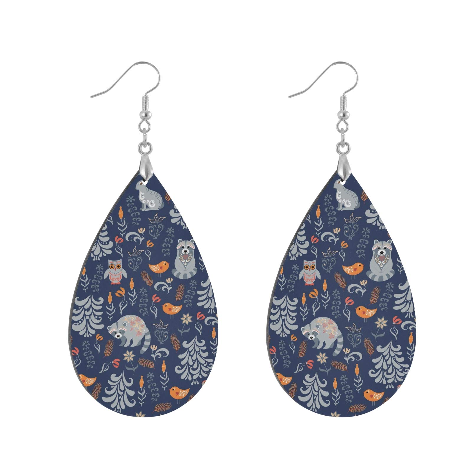 OTVEE Silver Plated Brass Drop Earrings for Women & Teen Girls - Floral & Animal Designs (Raccoons, Owls) | Perfect for Casual Wear, Parties & Gifts