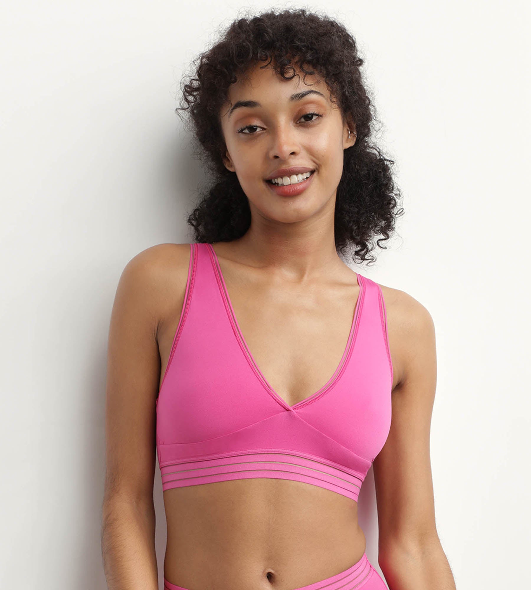 Oh My Dims Fuchsia Triangle Bralette - Wireless Microfiber Comfort Bra for Yoga, Lounge & Everyday Wear