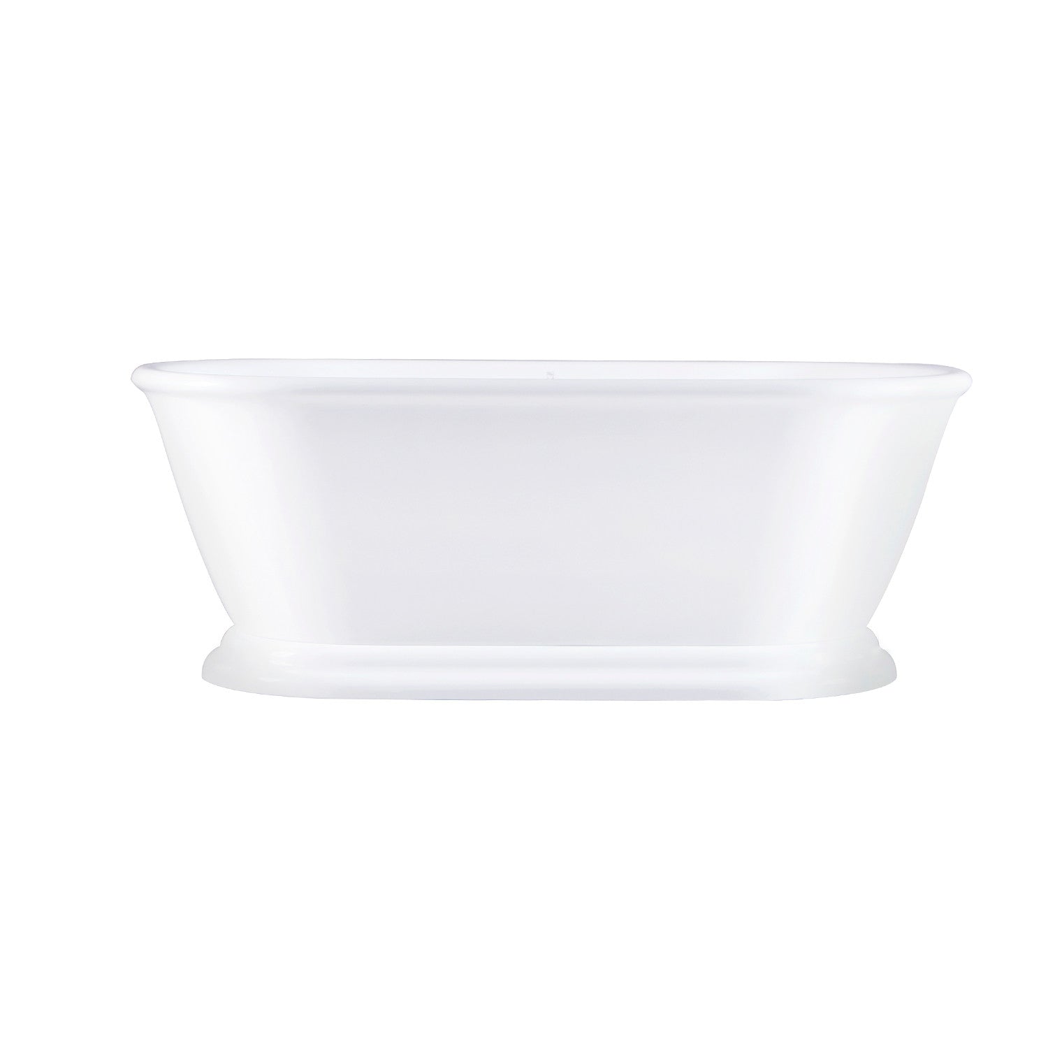 Aqua Eden VTDE602824 60 Inch Glossy White Acrylic Oval Double-Ended Pedestal Bathtub with Drain (No Faucet Holes) - Perfect for Modern Bathroom & Spa Relaxation at Home