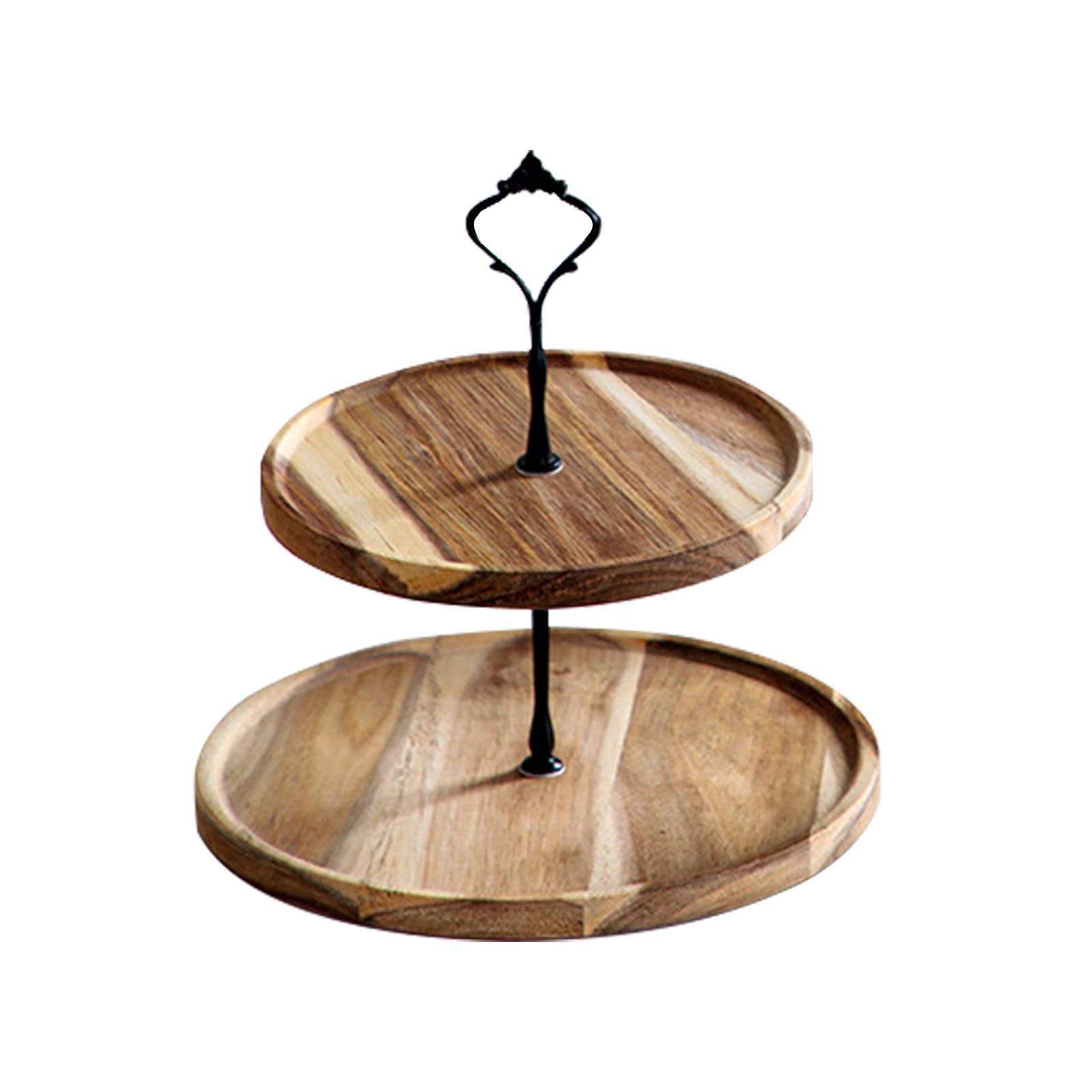 Wooden Two-Tier Fruit Bowl Tray - Large Serving Platter for Fruits, Cakes, Desserts & Nuts | Perfect for Family Gatherings, Birthday Parties & Holiday Entertaining