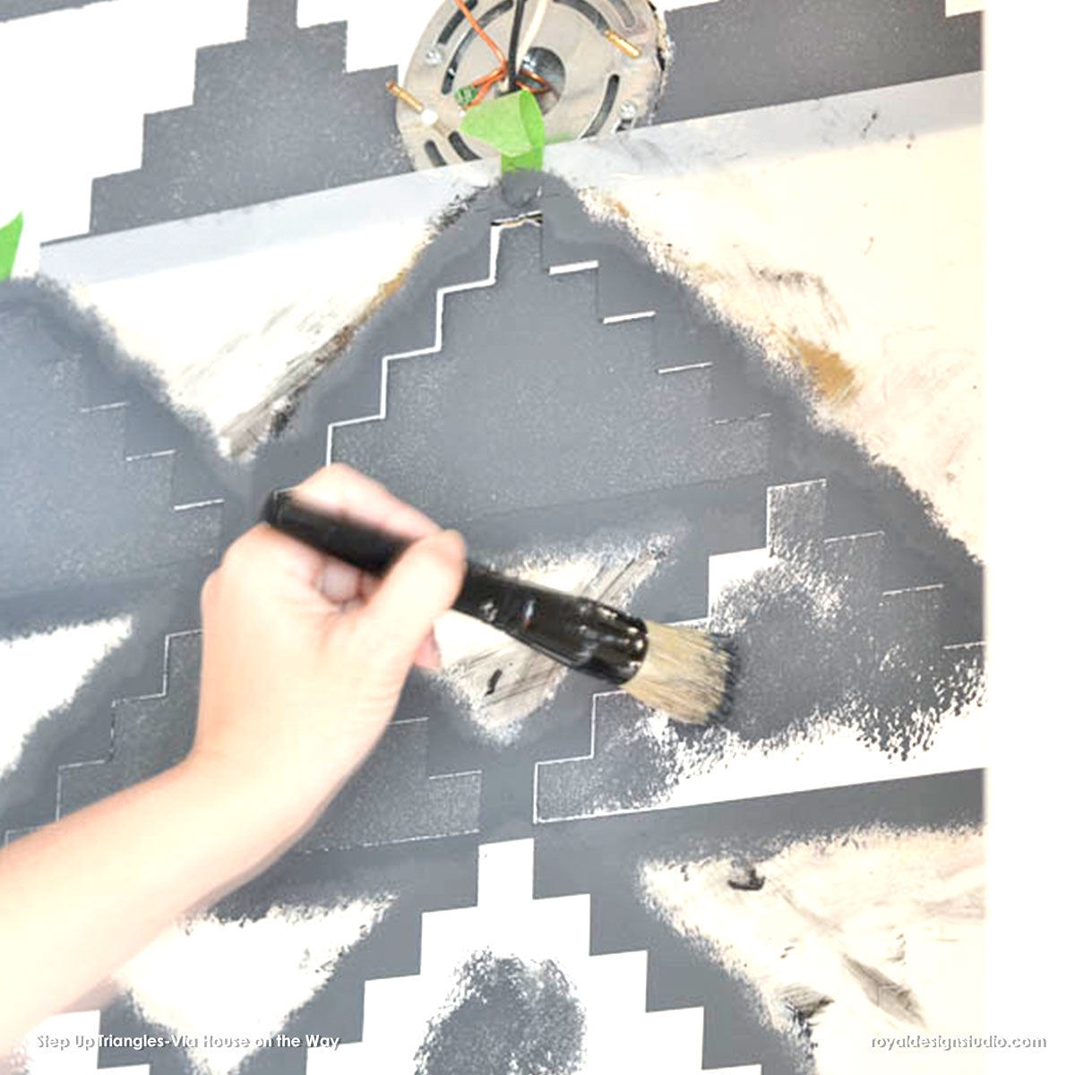 Step Up Triangles Wall Stencil Large - Reusable Geometric Painting Template for DIY Home Decor, Nursery, Accent Walls & Modern Interior Design