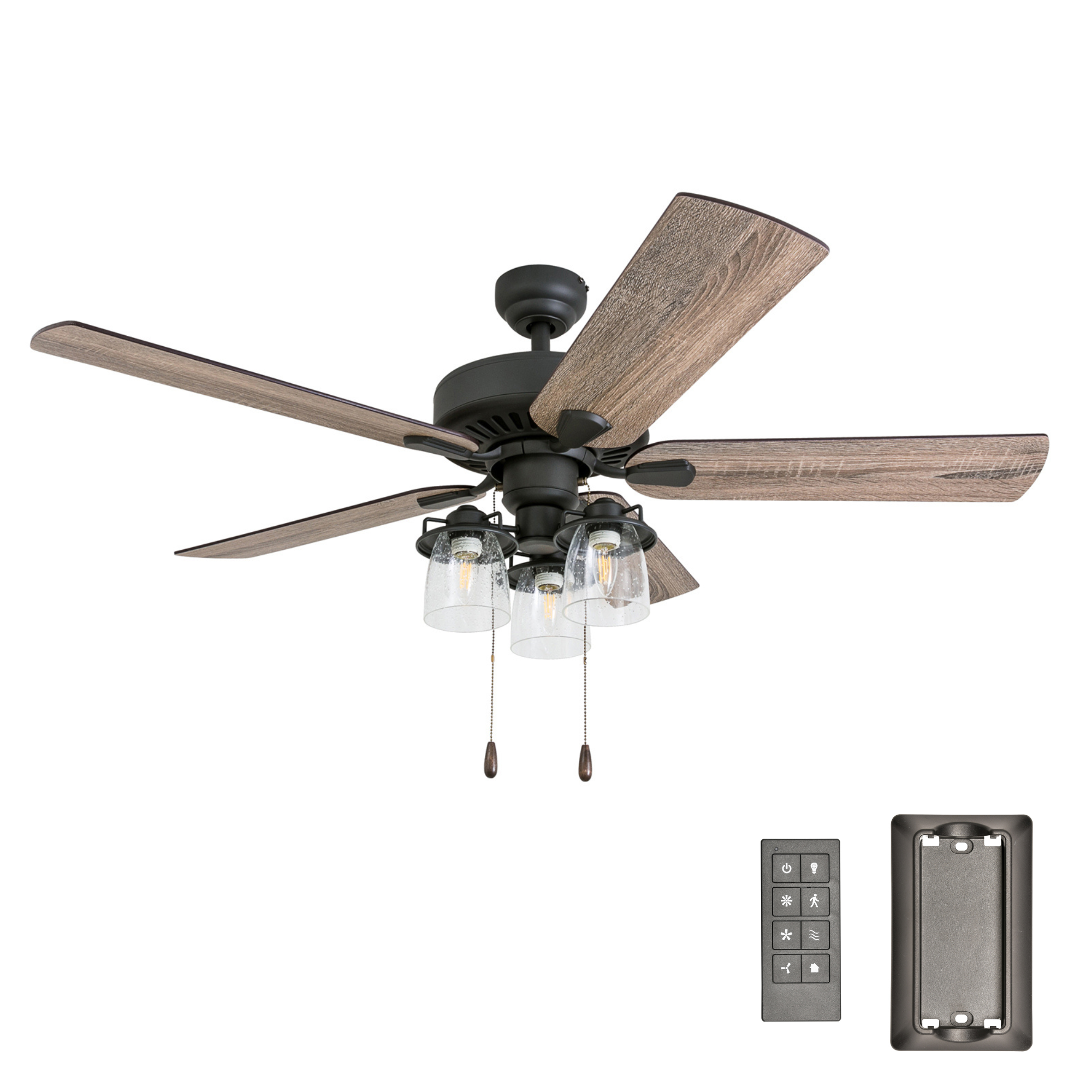 52 Inch Briarcrest Bronze Remote Control Ceiling Fan with Light Kit - Quiet Reversible Motor for Bedroom, Living Room, and Outdoor Patio
