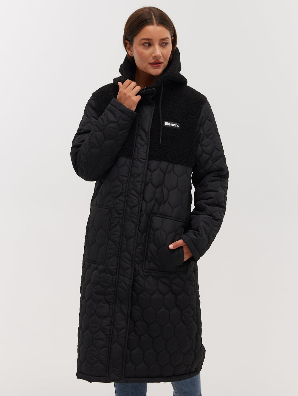 Lelah Honeycomb Quilted Longline Parka Jacket for Women - Winter Warm Coat with Hood, Waterproof Outerwear for Snow & Cold Weather - Perfect for Outdoor Activities, Commuting & Travel