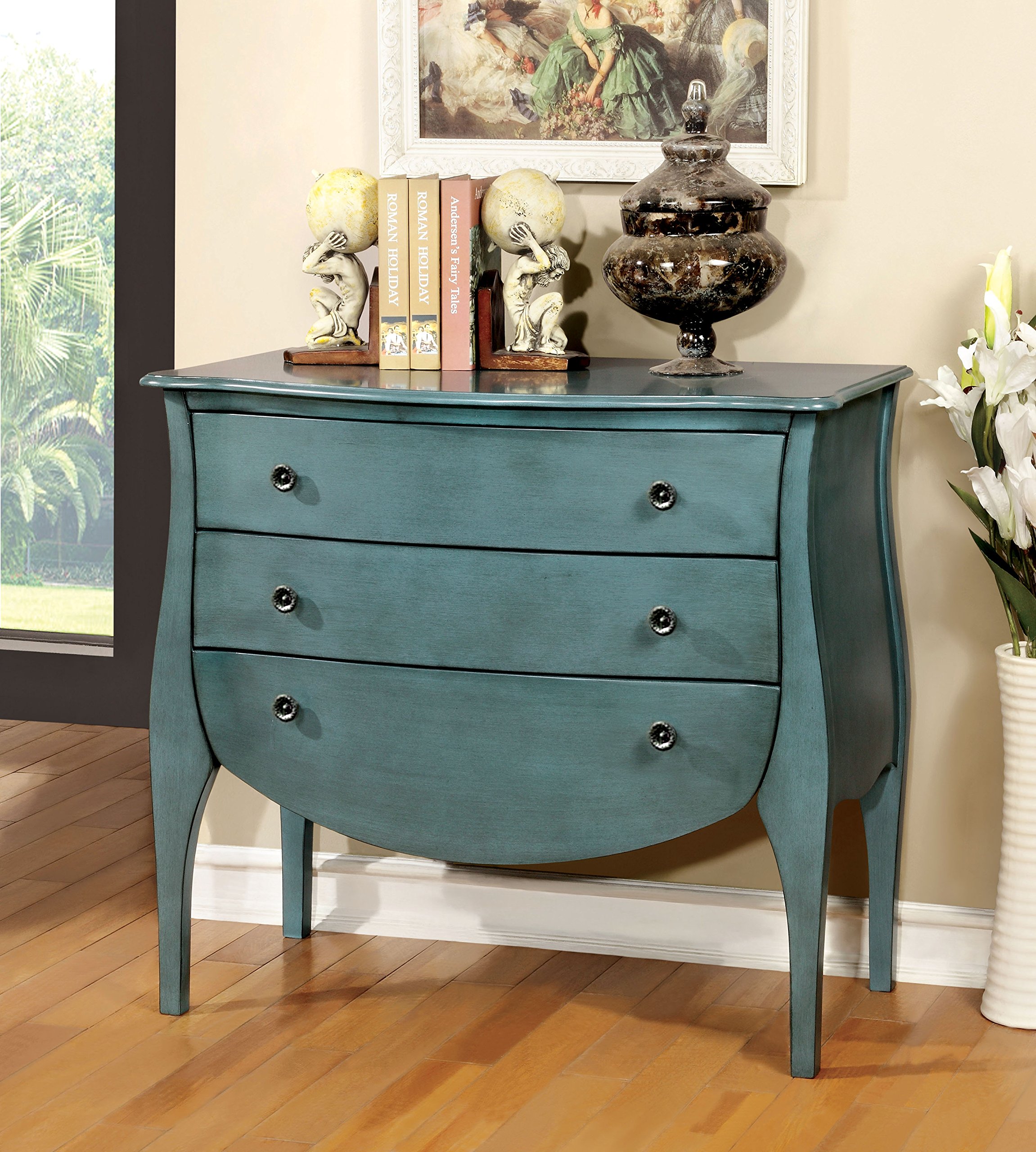 Furniture of America Delphine French Country Storage Chest - Blue Wooden Trunk for Bedroom, Living Room & Entryway Storage | Rustic Home Decor & Organizer