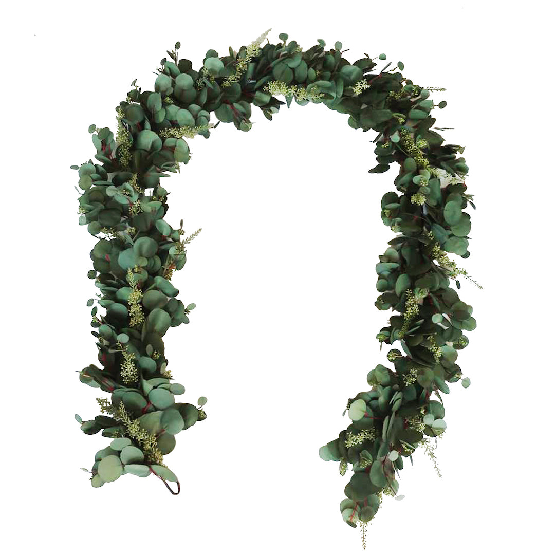 Premium Eucalyptus Garland - Natural Greenery for Home Decor, Weddings & Events - 6ft Fresh-Looking Faux Eucalyptus Leaves for Mantel, Wall, Table Centerpieces & DIY Floral Arrangements