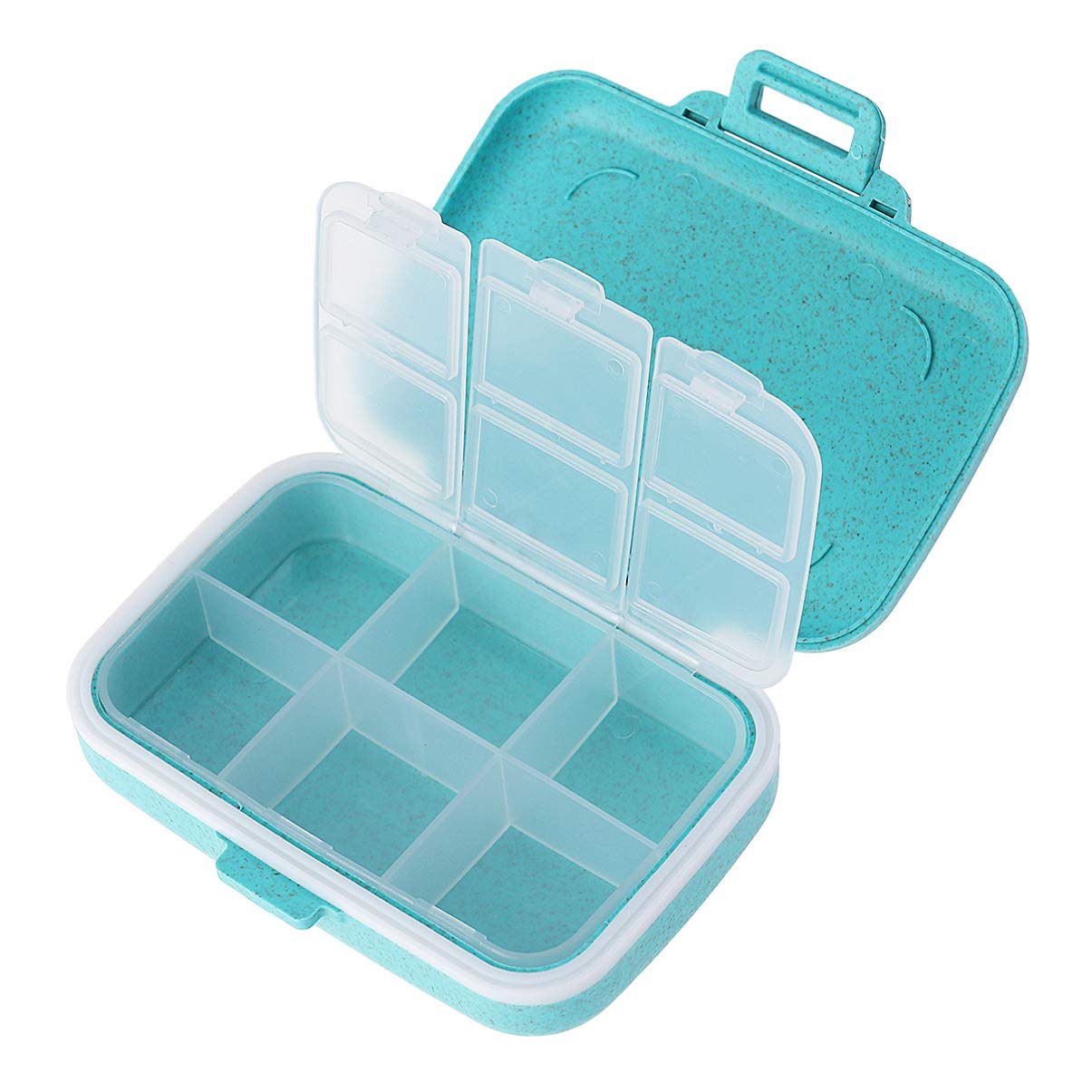 DOITOOL 6-Compartment Travel Pill Organizer - Portable Medicine Storage Case for Pills, Vitamins & Supplements - Compact & Lightweight (Blue) - Perfect for Travel, Hiking, Gym & Daily Use