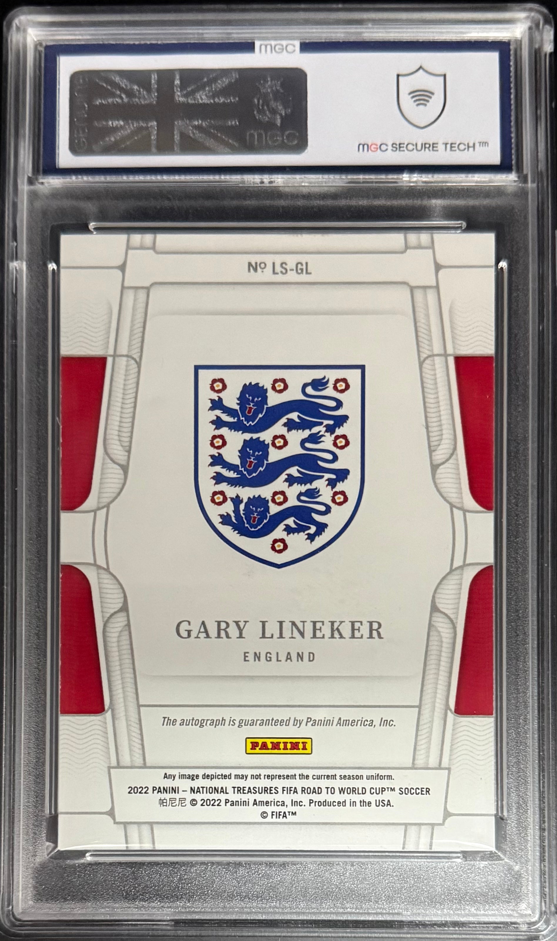 Gary Lineker Autographed Panini National Treasures 2022 Trading Card #/99 - Limited Edition Collectible for Soccer Fans & Memorabilia Enthusiasts - Perfect for Display, Investment, and Gifting