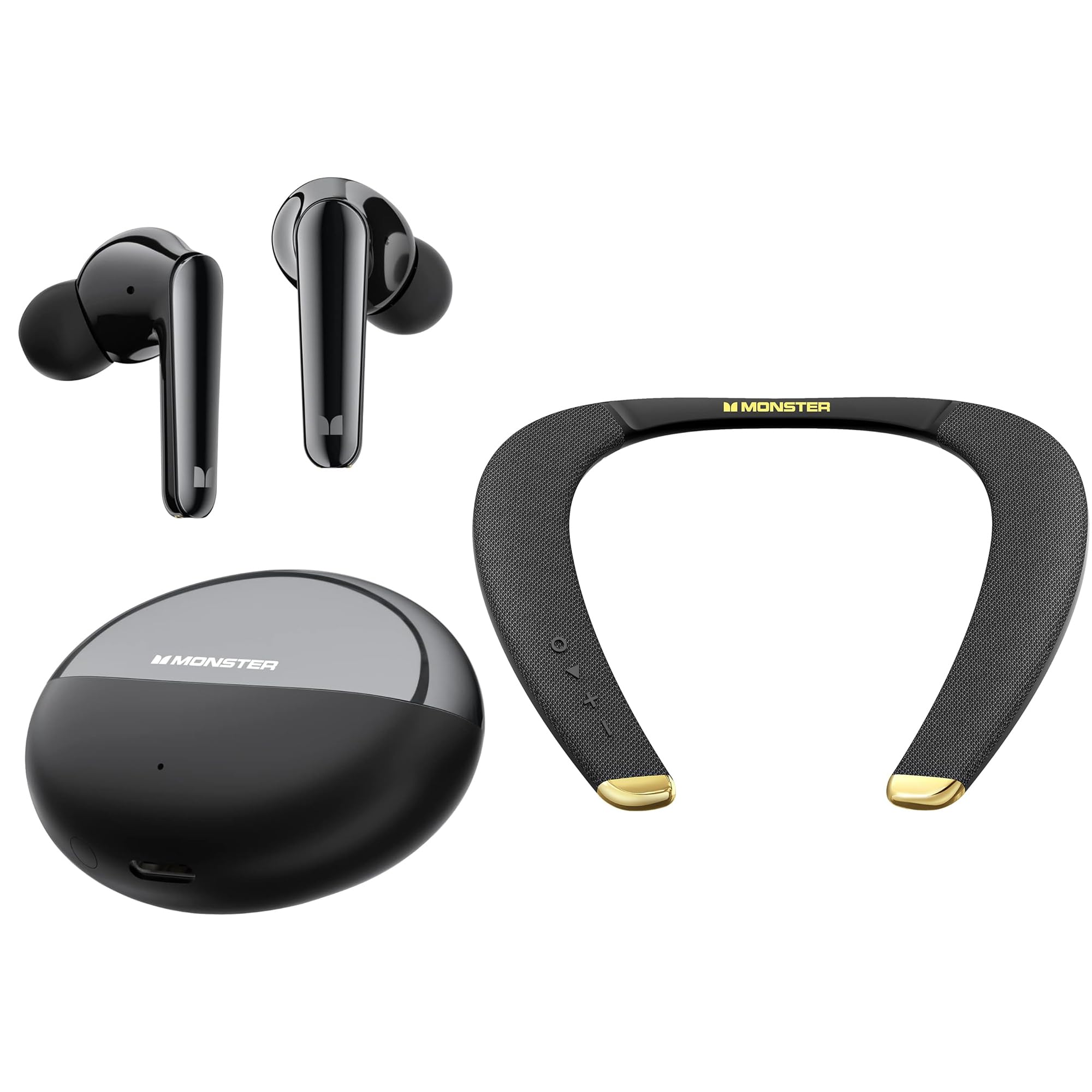 Monster Boomerang Petite Neckband Bluetooth Speakers - Wireless Earbuds with AirLinks N-Lite 203 Technology for Gym, Running & Outdoor Activities