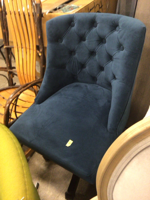 Ergonomic Blue Tufted Desk Chair - Comfortable Office Chair with Padded Seat & Back Support - Perfect for Home Office, Study, or Workspace