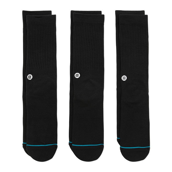Men's Stance Icon 3 Pack Crew Socks - Comfortable Athletic Socks for Running, Gym & Everyday Wear - Black/White/Gray (3-Pair Pack)