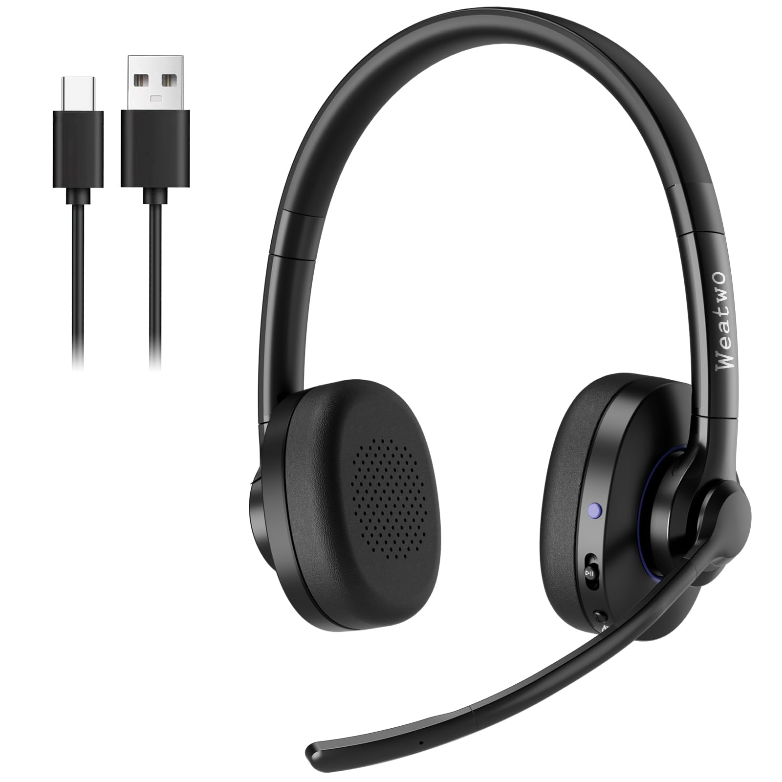 V5.1 Bluetooth Wireless Headset with ENC & CVC Noise Cancellation - Stereo Headphones for Work Calls, Zoom Meetings, Office & Home Use | Long Battery Life | Compatible with Computer & Cell Phone | Perfect for Remote Work, Online Classes & Business Calls