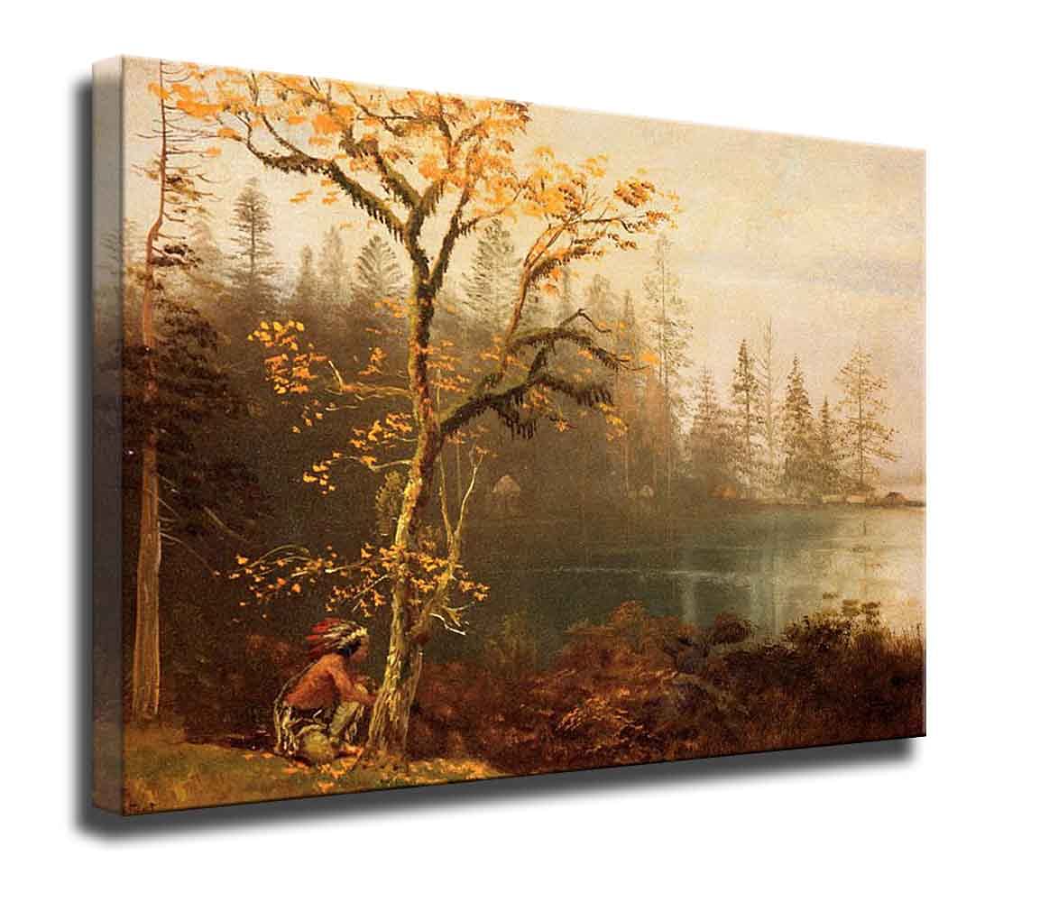 Albert Bierstadt Indian Scout Framed Canvas Wall Art - 22x30 Inch Ready to Hang Western Painting for Living Room & Bedroom Decor - Perfect for Western Theme Home, Office or Cabin Decor